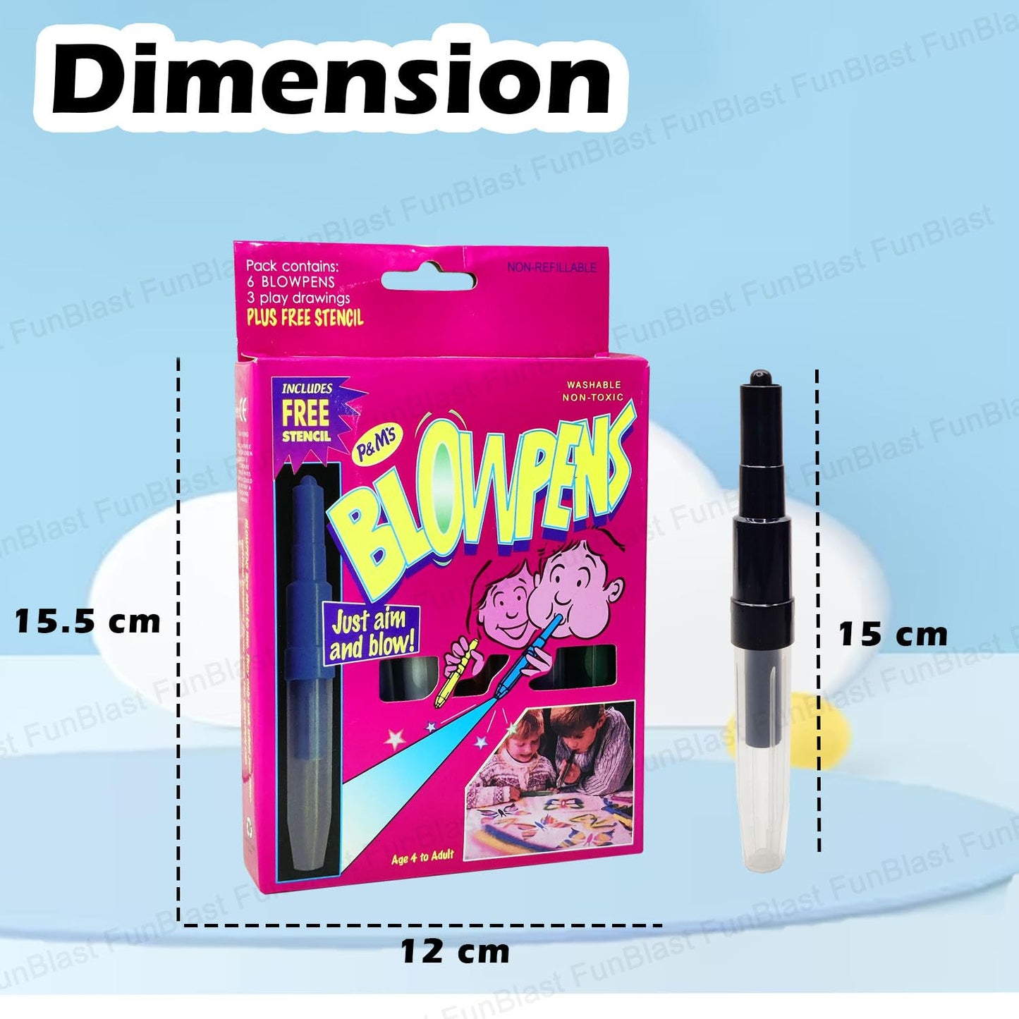 Blow Pens - Magical Coloring Spray Blow Pens for Kids Children, Pack of 6 Pcs Spray Blow Marker Sketch Pen for Kids, Fun Drawing Arts Crafts Colour Pens for Return Gifts