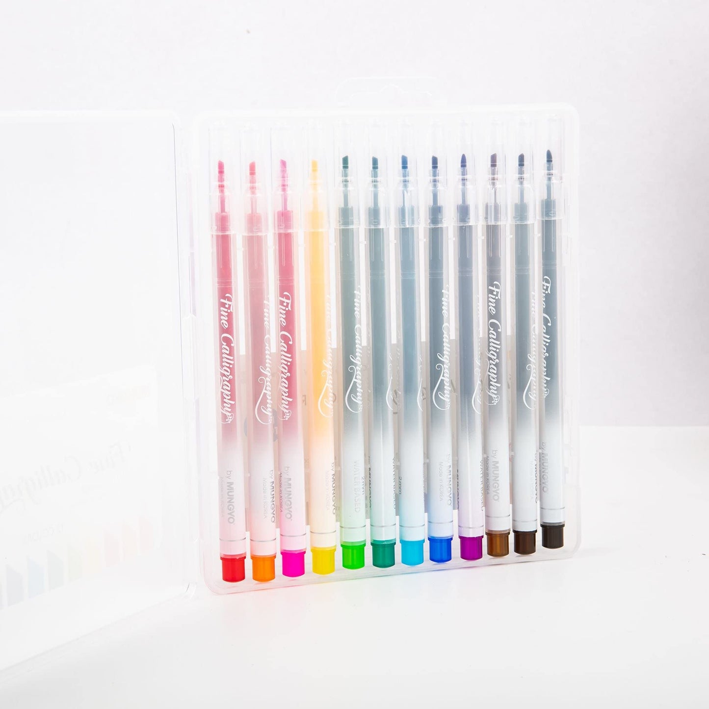 Mungyo Fine Calligraphy Chisel Pen Set of 12 Colours 2mm