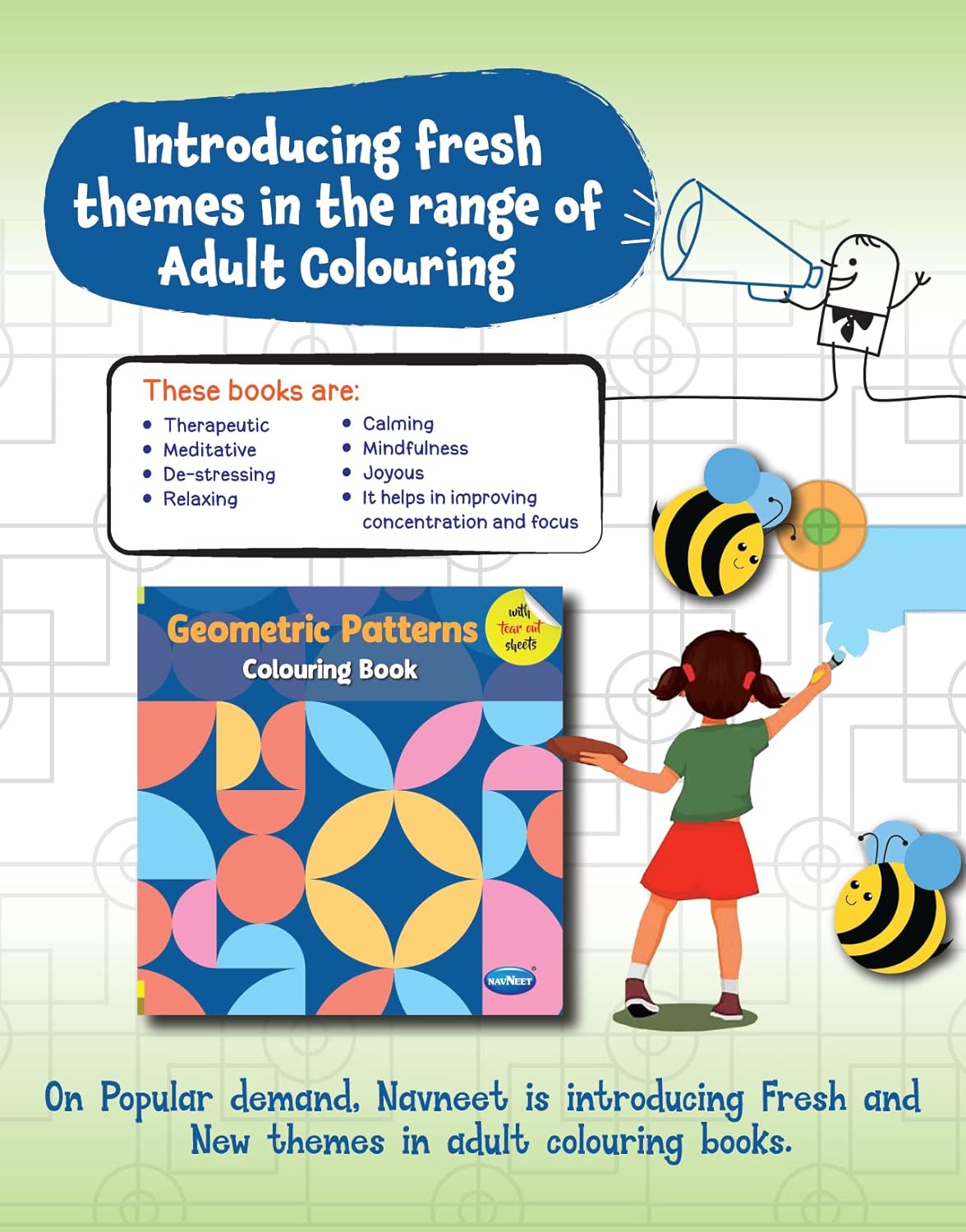Navneet Geometric Pattern Colouring Book for Beginners and Adults