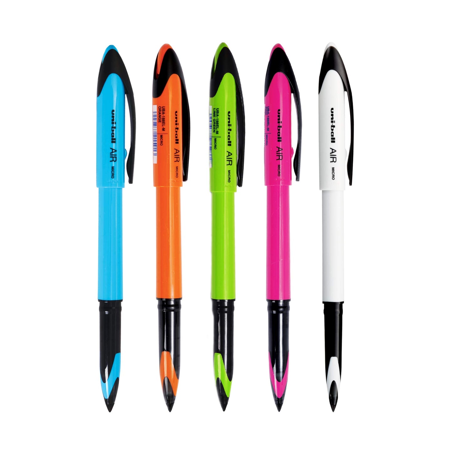 Uniball Air UBA188ELM 0.5mm Roller Ball Pen | Multicolour Body, Blue Ink - Pack of 5