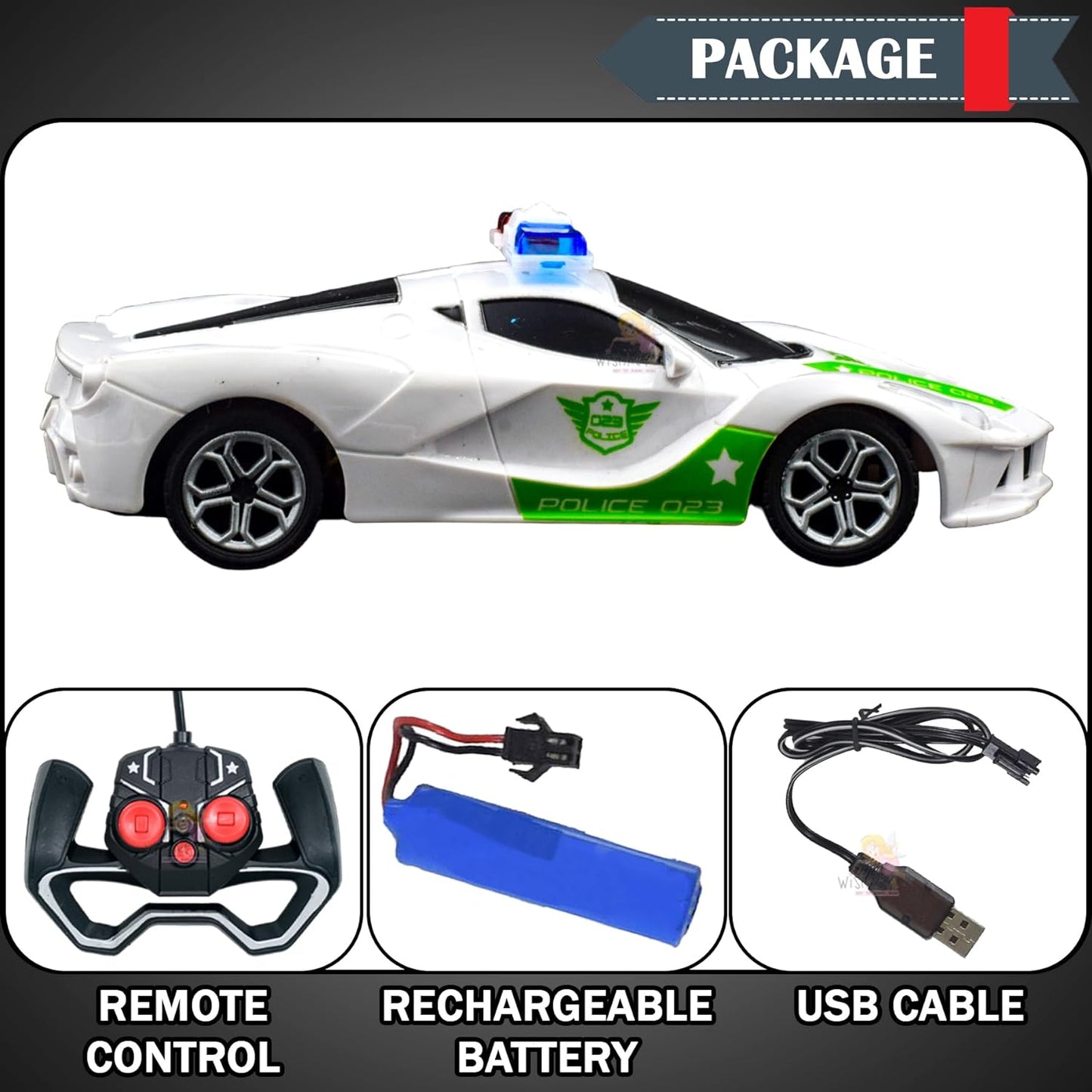 SEEDO Remote Control Police Car, 4 Wheel Drive, Strong Rubber Tyres, Classy Look, No Sharp Edges, for Kids, Featuring Anti-Skid Wheel Rubber Grip