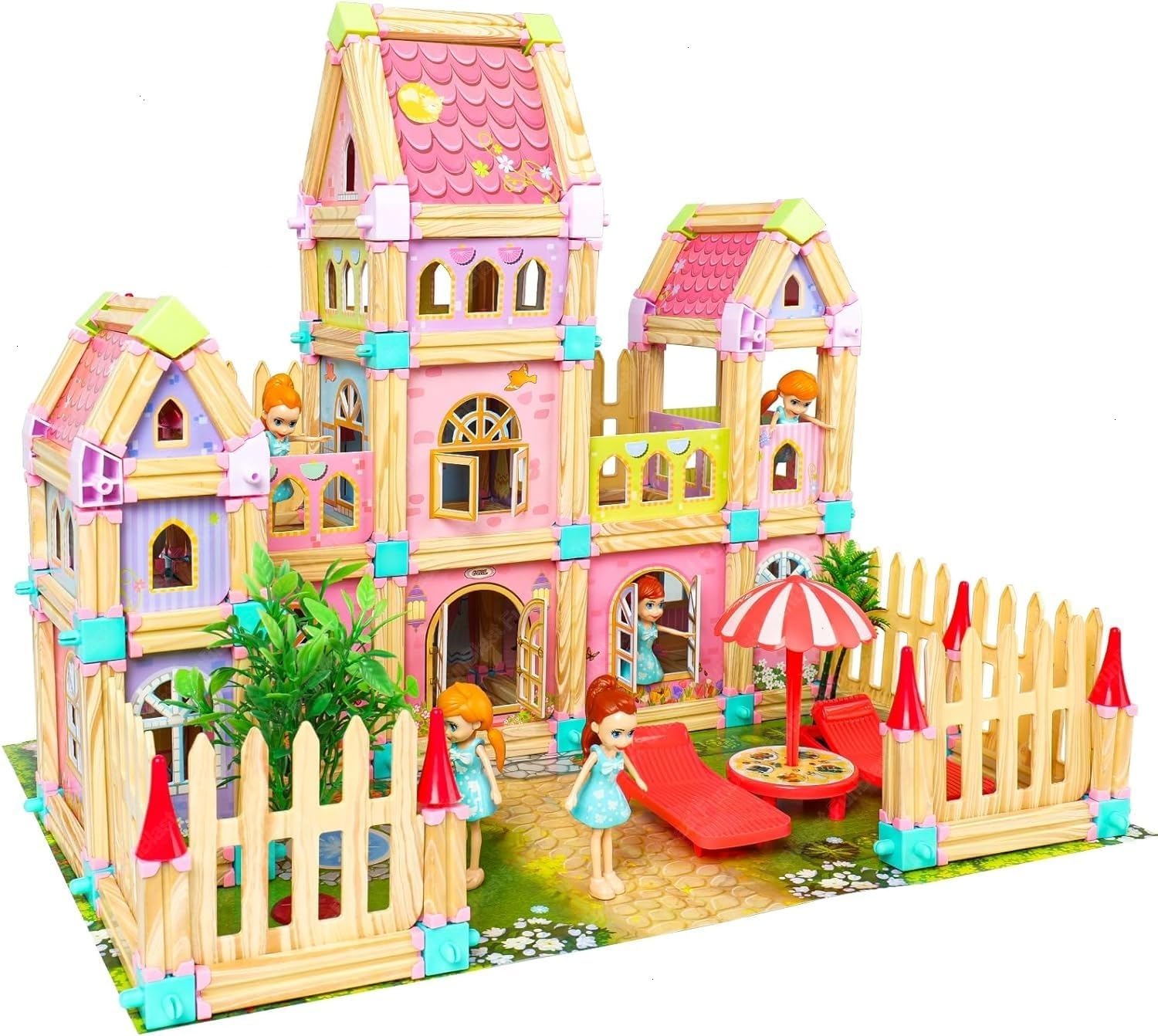 Dream House Playset for Girls, DIY Pretend Doll Mansion with
