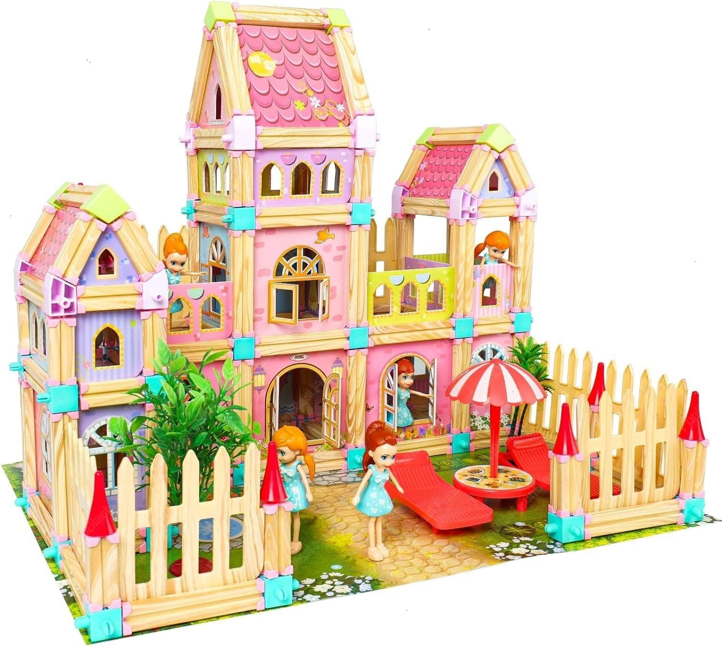 Dream House Playset for Girls, DIY Pretend Doll Mansion with Accessories - 234 Pcs Dream House Building Blocks Kit, Dream Castle for 3+ Year Old Girls, Kids, Childrens (Multicolor)