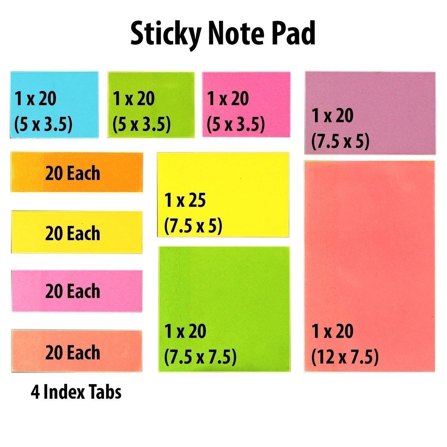 Sticky Notes & Page Markers Binder Pack, 250 Assorted Size Notes, 125 Page Markers 25 X 19 cm, Assorted Colors