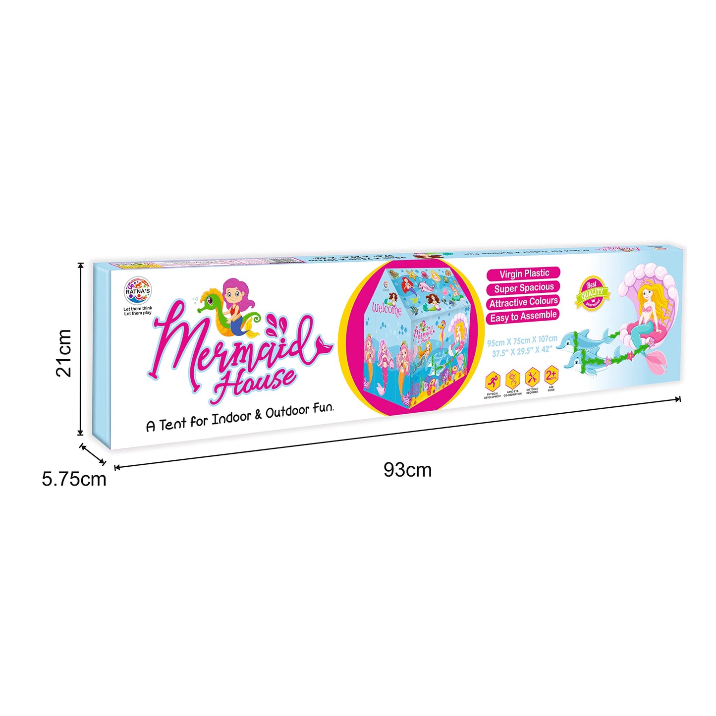 Ratna's Play Tent House Jumbo Size, Light Weight for Kids 3-10 Years Girls and Boys (Mermaid)