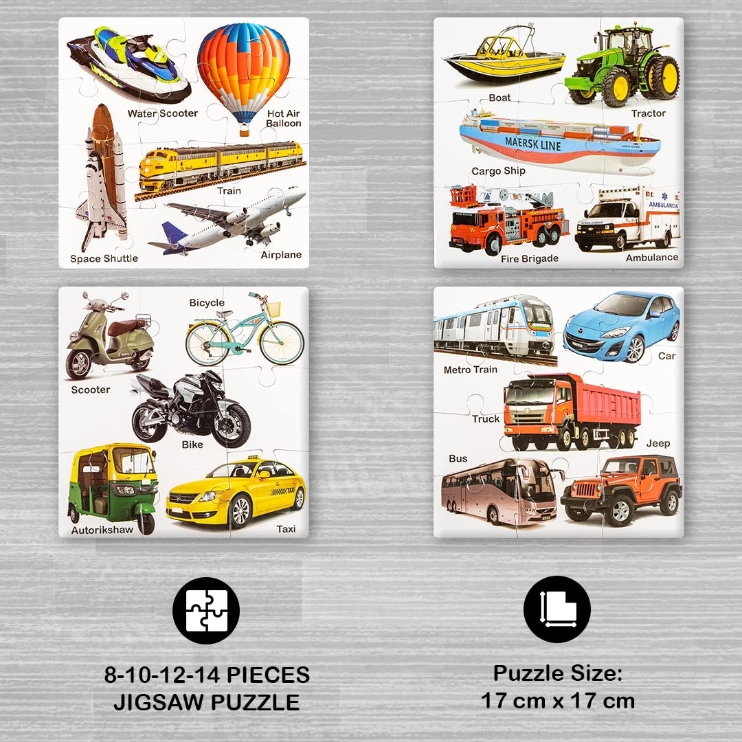 Ratna's Educational Transport Jigsaw Puzzle for Kids to Enhance Their Knowledge About Different Transport Vehicles This is a 8-10-12-14 Pieces Puzzle