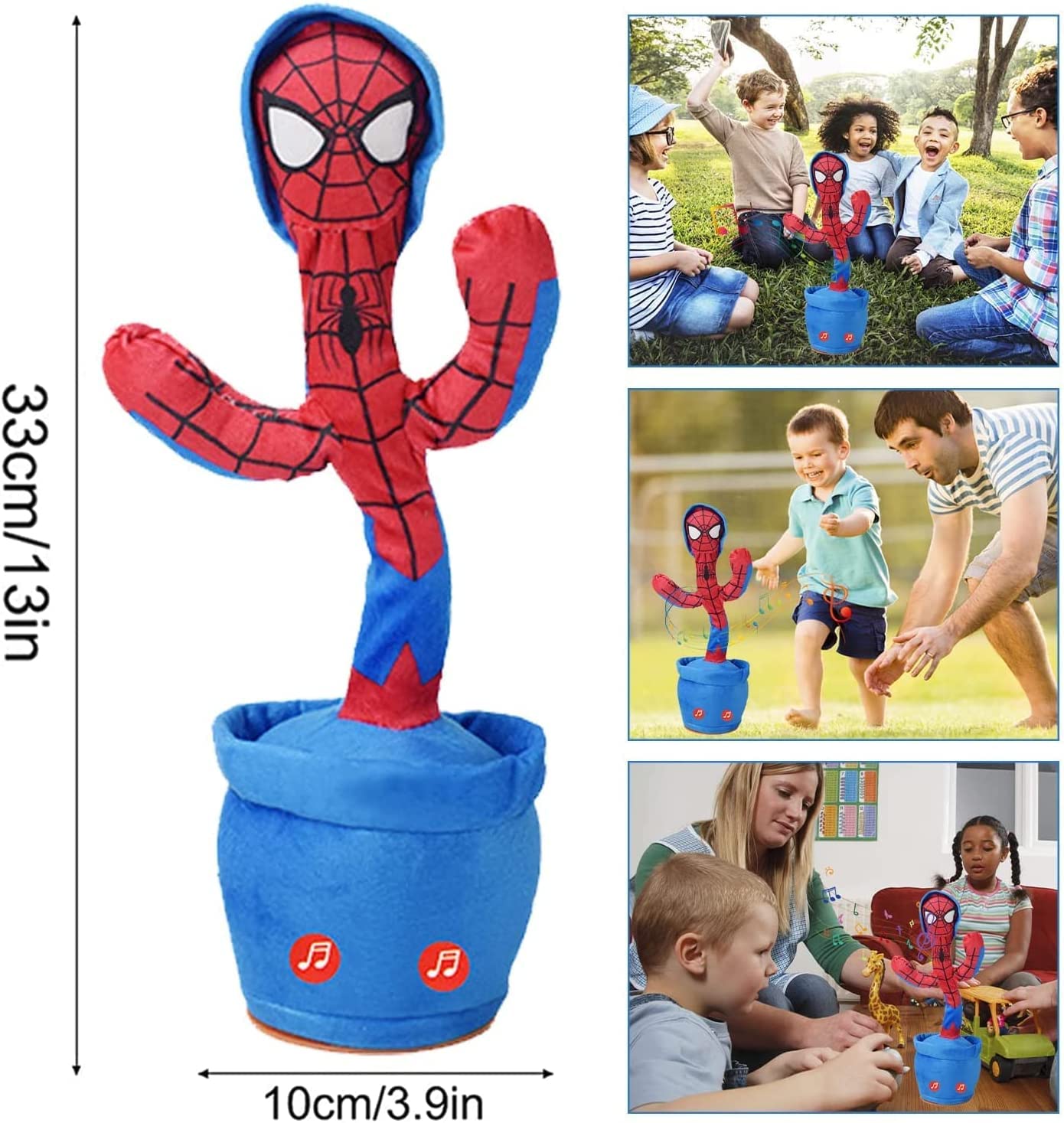 Spiderman Dancing Cactus, Talking Cactus, Plush Cactus Toy, Dance and Repeat Your Voice, with Song, with USB Charging, Dancing Cactus is a Gift for Children
