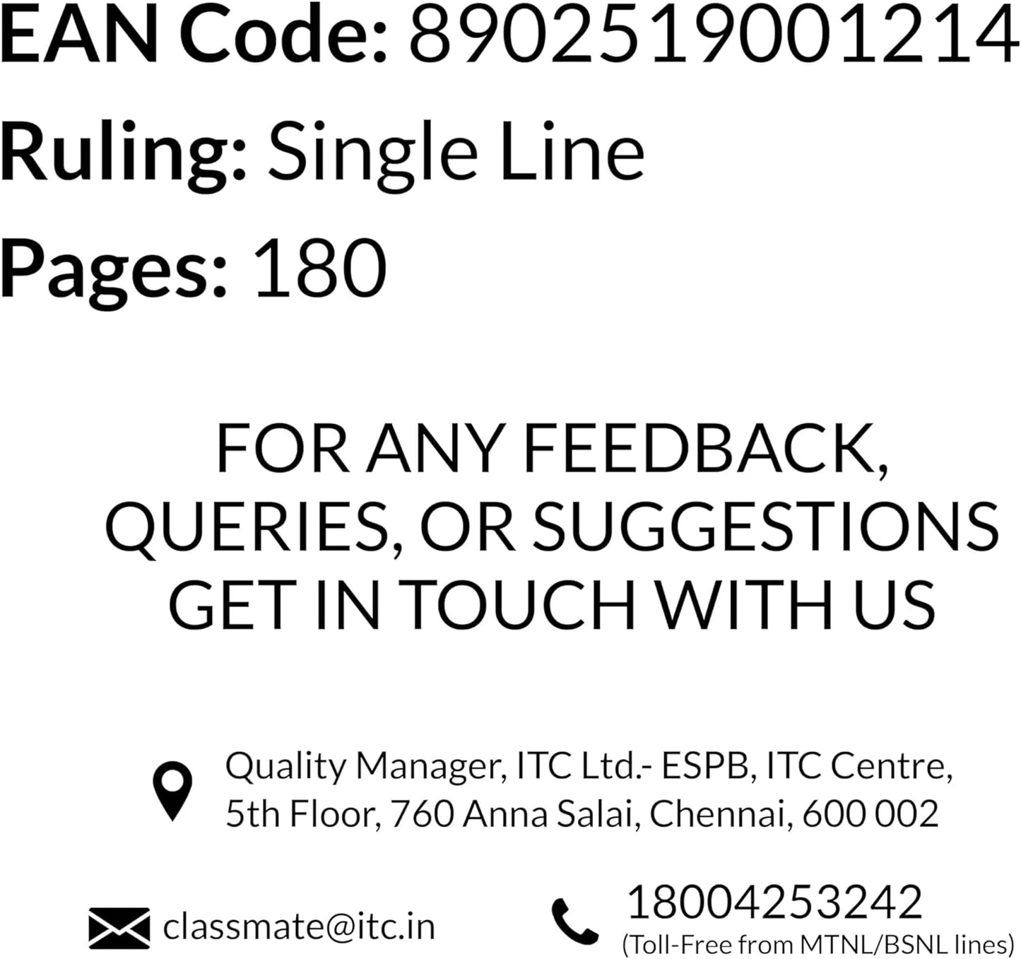 Classmate Pulse 1 Subject Notebook : Single line, Spiral Binding, A4 - 180 Pages.