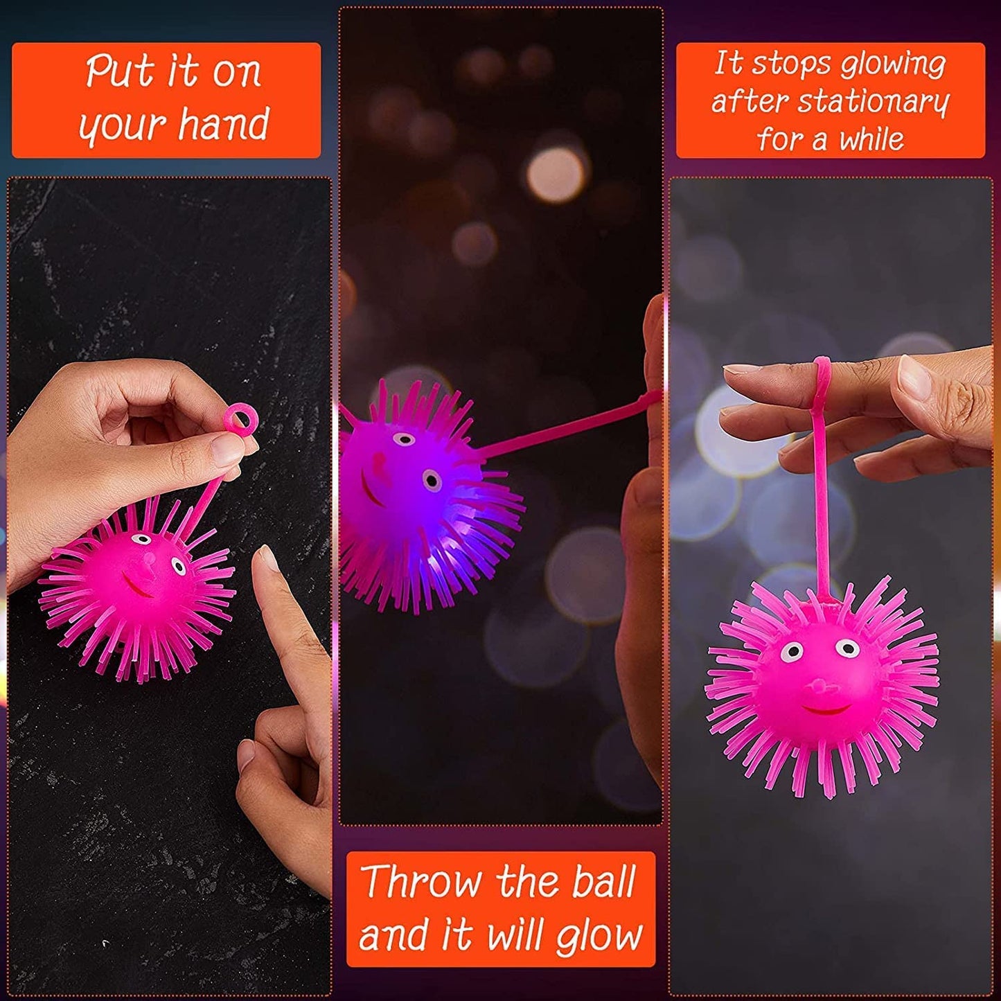 Anti Stress Jumping Bouncy Light up Puffer Ball for Kids and Adults (Multi Colour)
