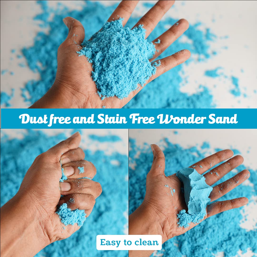 Ratna's Wonder Sand 500g Smooth Sand for Kids with One Big Mould Blue Colour - Creative Indoor Play Sand for Kids Beach Fun and Relaxation