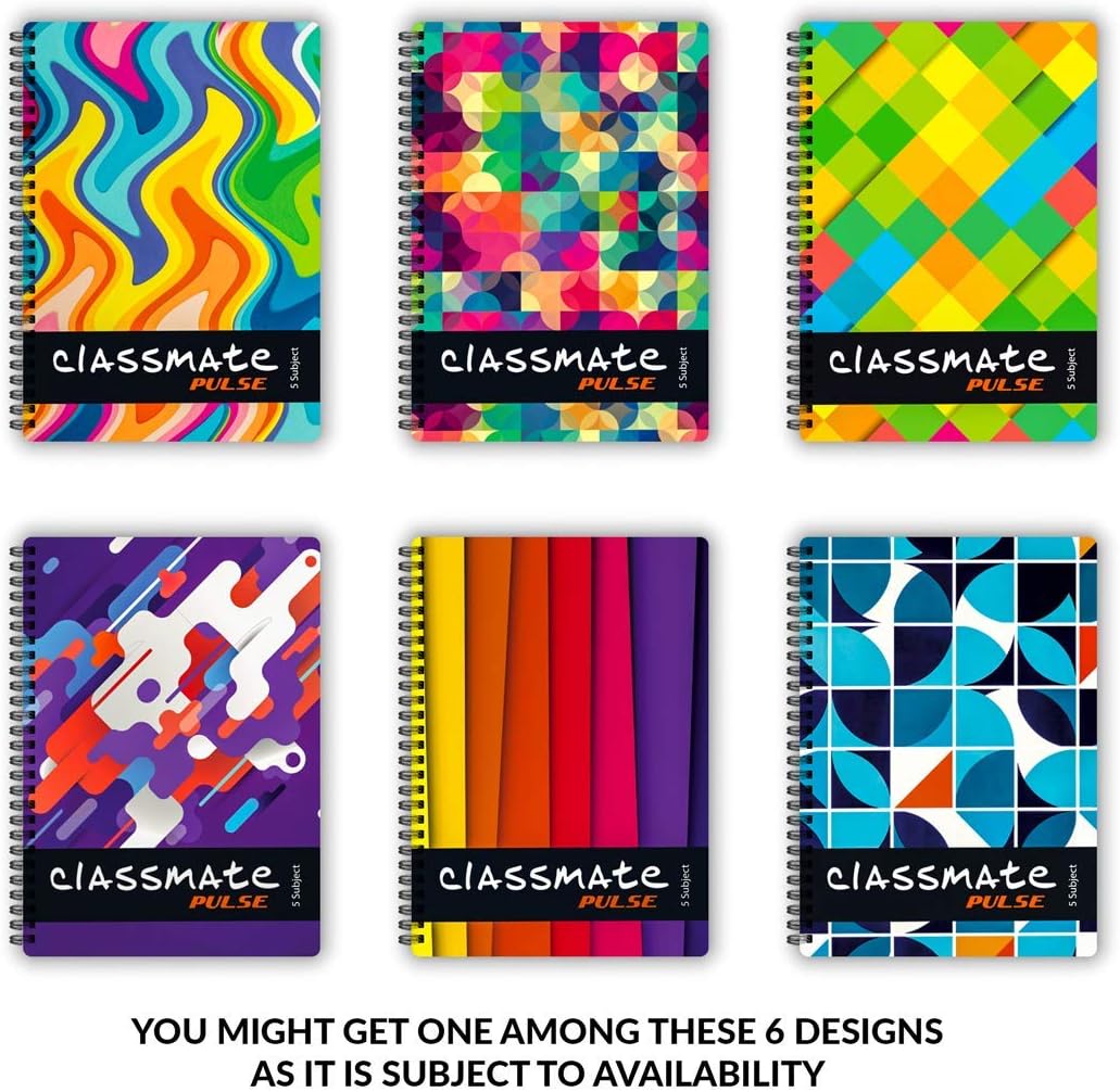 Classmate 2100117 Soft Cover 6 Subject Spiral Binding Notebook, Single Line - 300 Pages
