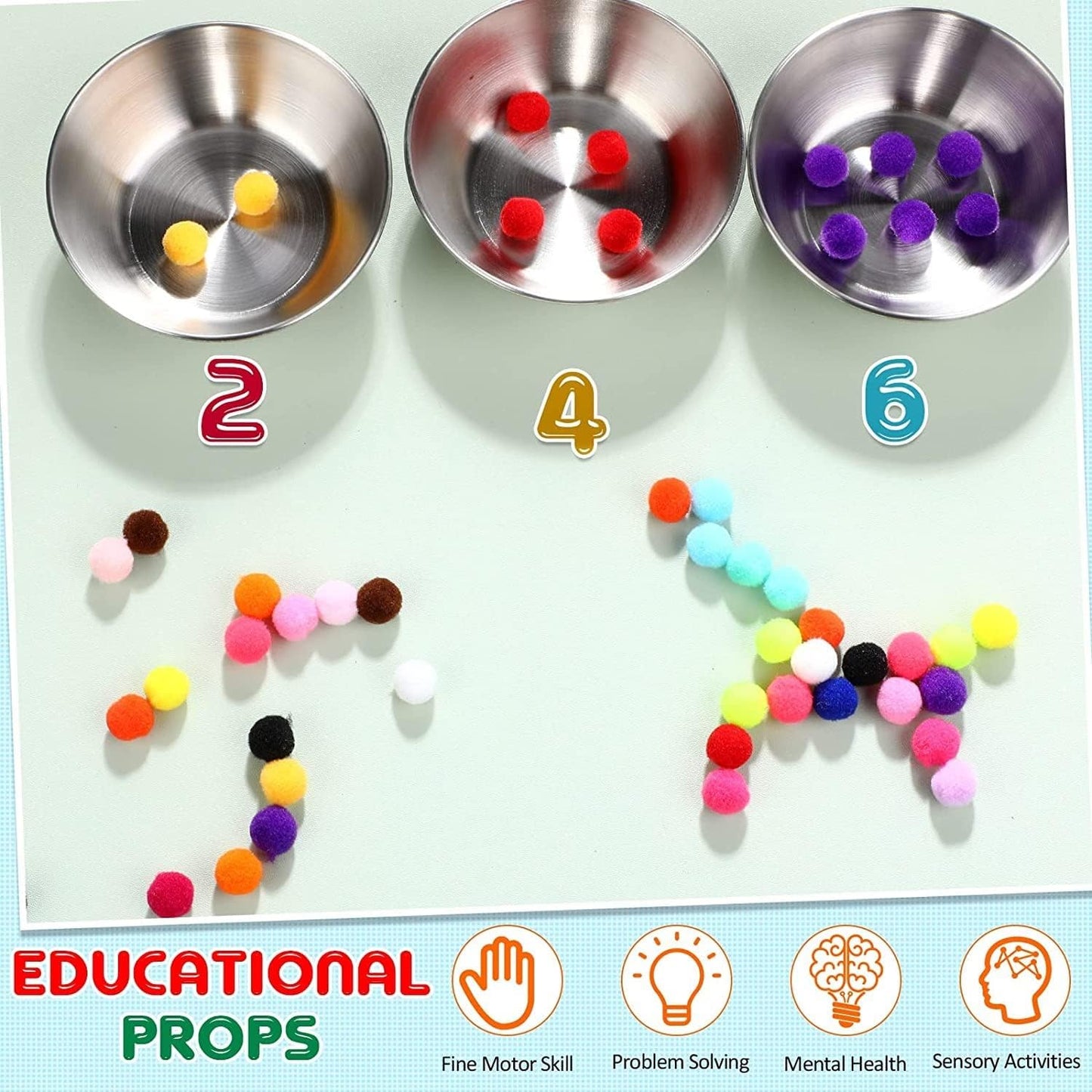 Craft Pom Pom Ball 1 Cm Assorted Colorful - 1000 Pc's