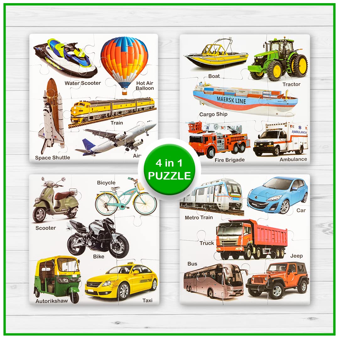 Ratna's Educational Transport Jigsaw Puzzle for Kids to Enhance Their Knowledge About Different Transport Vehicles This is a 8-10-12-14 Pieces Puzzle