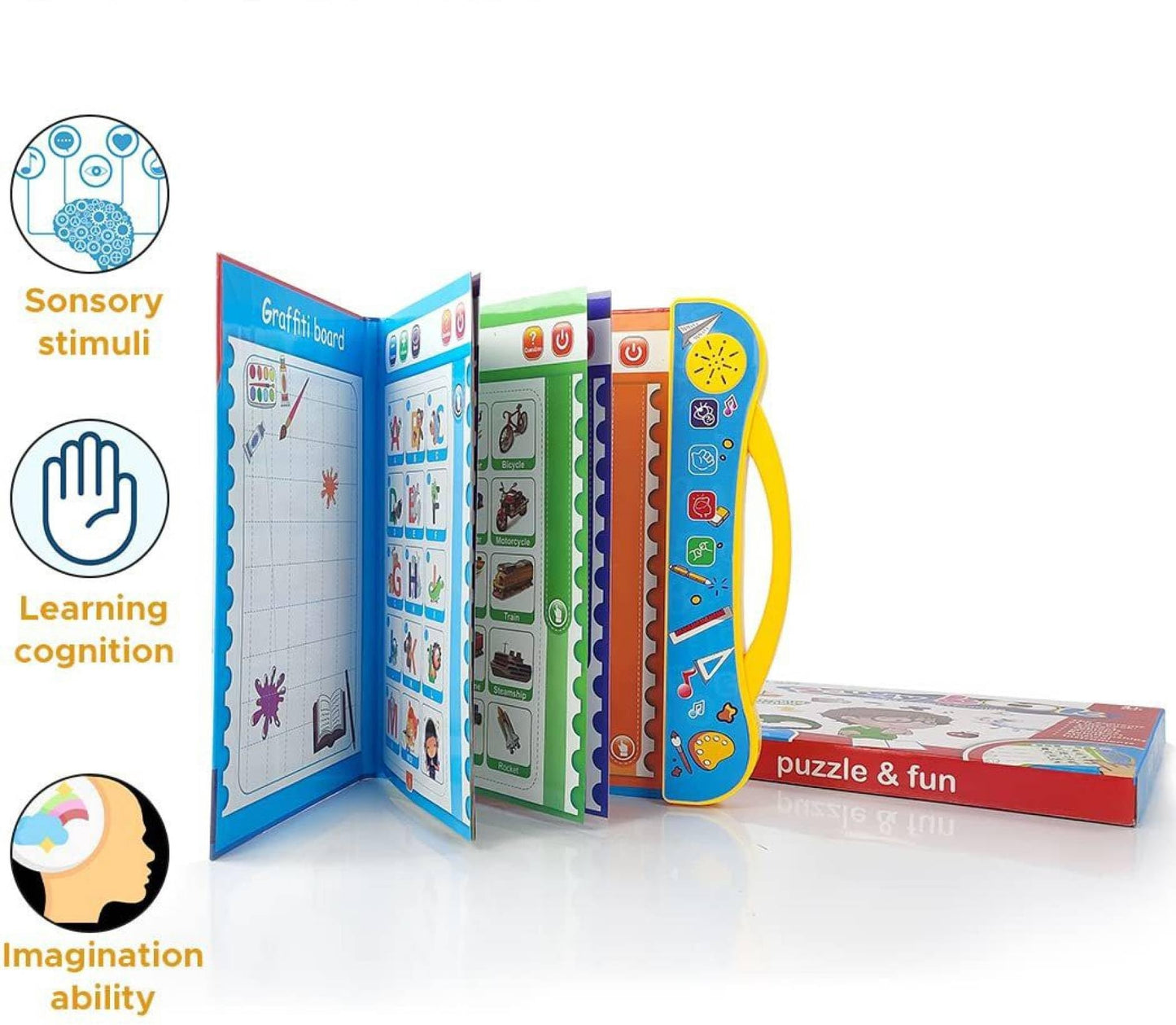 Intelligence Book | Interactive Book -Musical English Educational Phonetic Learning Book for 3 + Year Kids|Toddlers|Educational ABC and 123 E-Learning Kids Electronic Activity Notebook