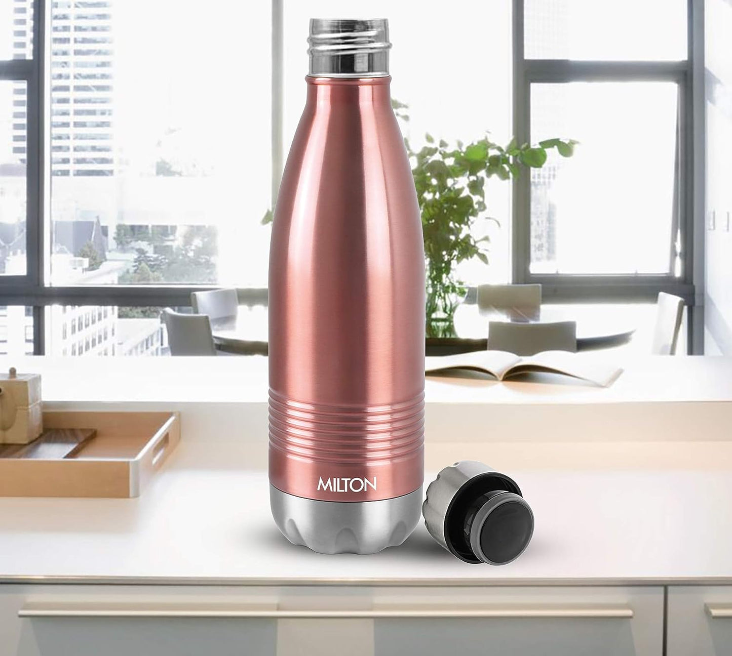 Milton Duo DLX 500 Thermosteel 24 Hours Hot and Cold Water Bottle, 1 Piece, 500 ml, | 100% Leak Proof | Office Bottle | Gym | Home | Kitchen | Hiking | Trekking | Travel Bottle