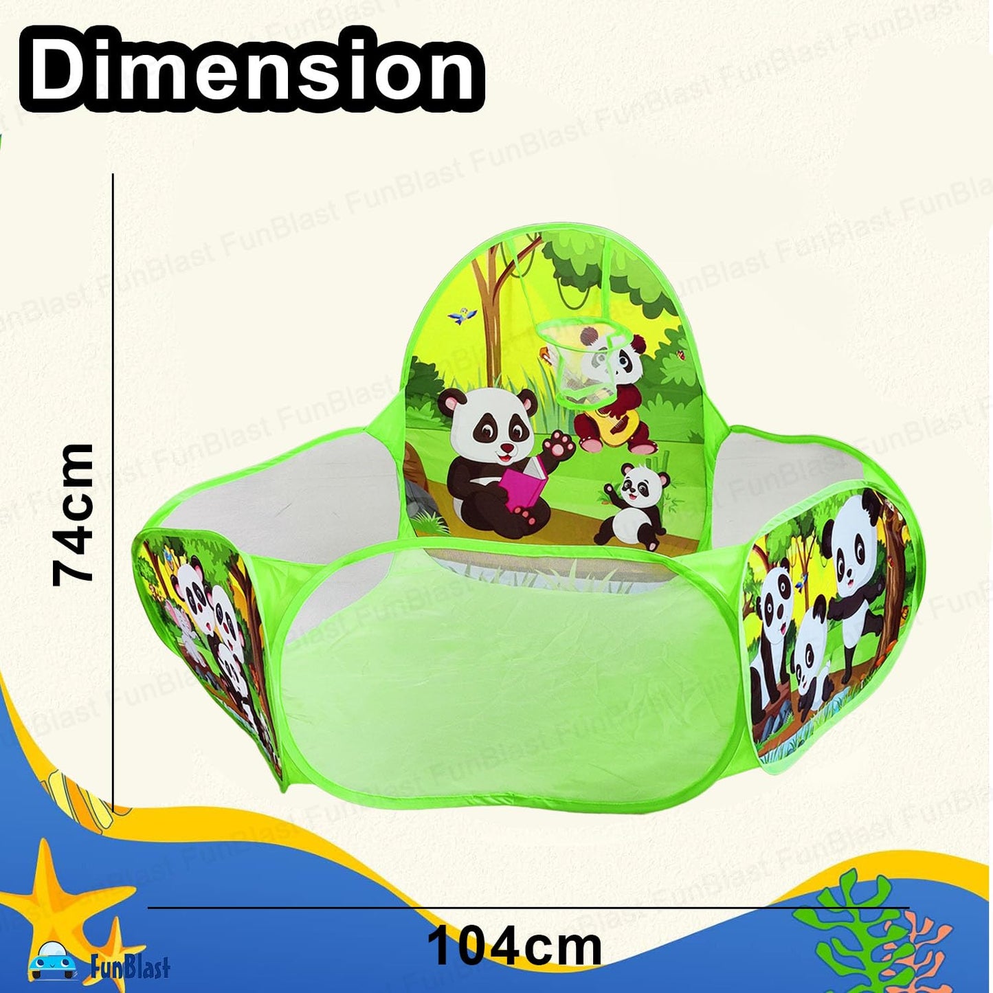 Large Size Ball Pool for Kids, Foldable Square Zoo Ball Pool Play Tent Kids Playground Tent House with 50 Balls – Ball Pool Game for 2-5 Years Old Kids, Boys, Girls (Panda Ball Pool)