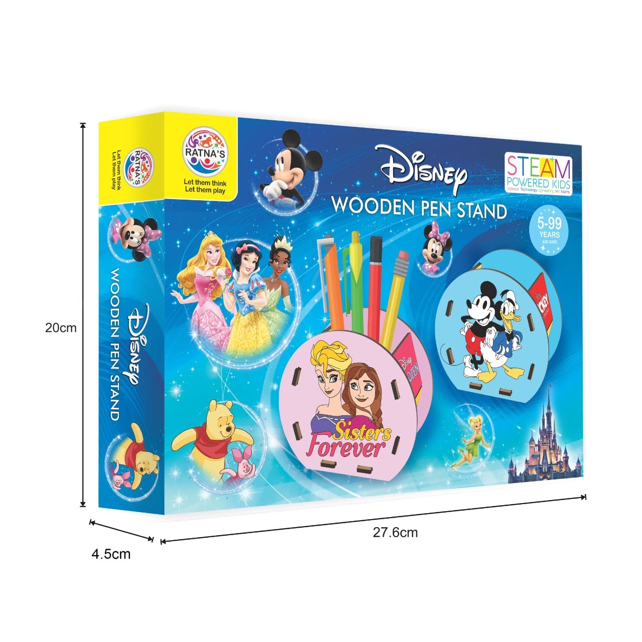 Ratna's Disney Wooden Pen Stand | Attractive DIY Paint Kit for Kids