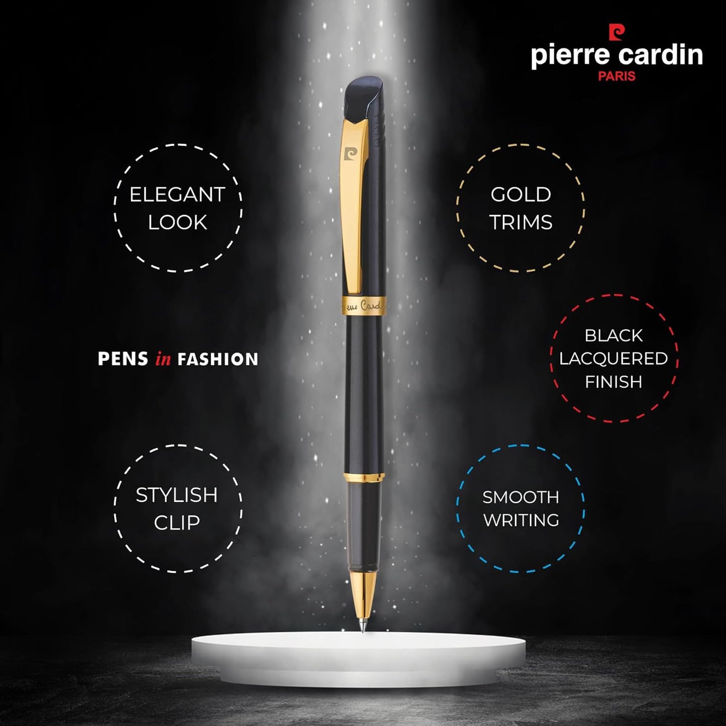 Pierre Cardin Black Beauty Exclusive Metal Roller Pen | Blue Ink | Ideal For Corporate Gifting, Festive Gifting