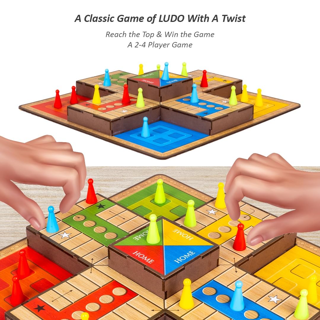 Toysbox 3D Ludo MDF Wooden Board Game Toy Play Family Fun with for Kids and Adults