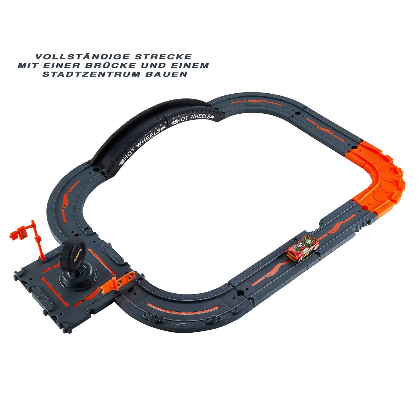 Hot Wheels City Expansion Track Pack, 10 Piece Set Includes Track Base & Various Track Pieces to Build a Cityscape, with 1 Hot Wheels Car, Connects to Other Sets, For Kids 4 Years & Up