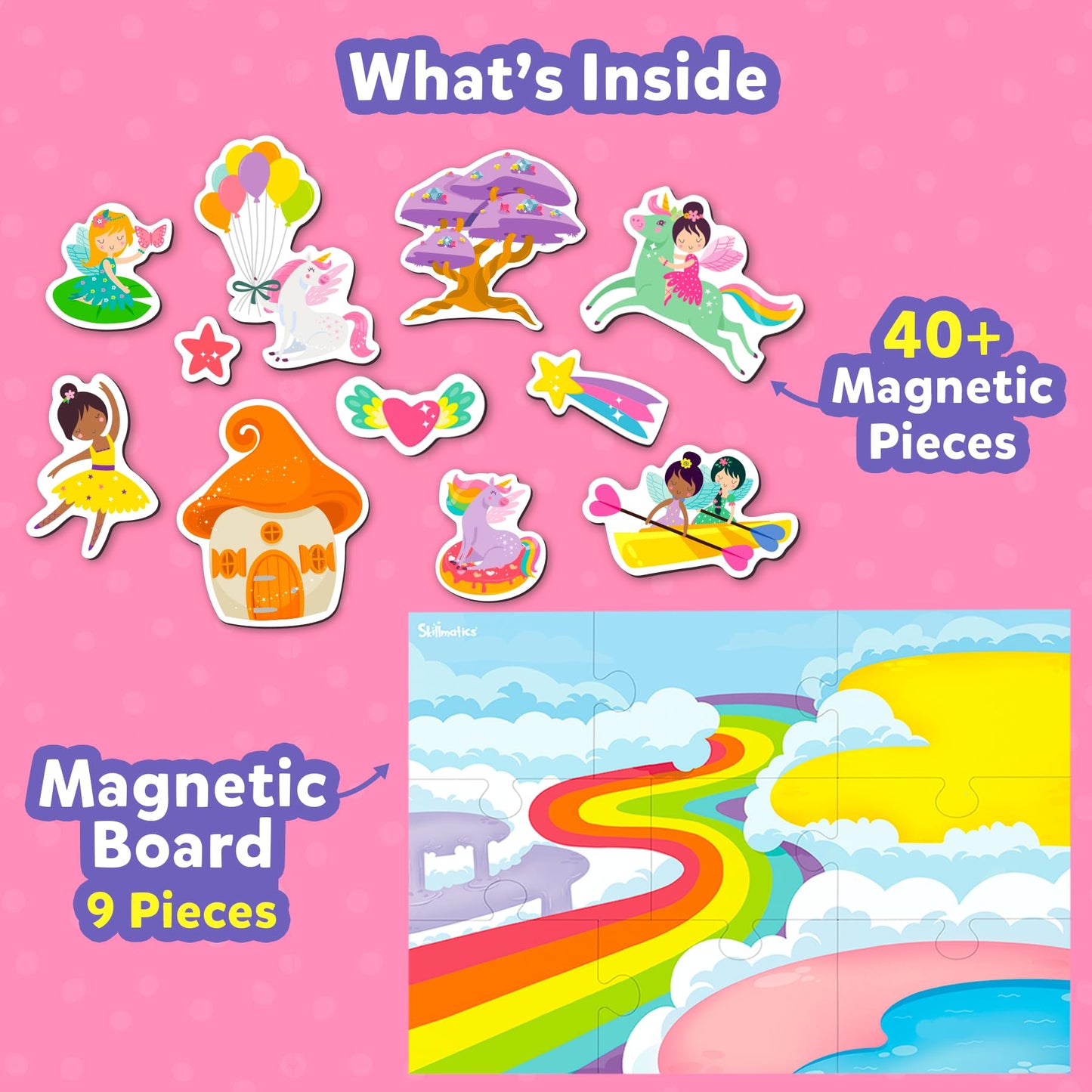 Skillmatics Magnetopia - Design Your Princess & Unicorn Land, Interactive Pretend Play Set with 40+ Magnetic Pieces, Gifts