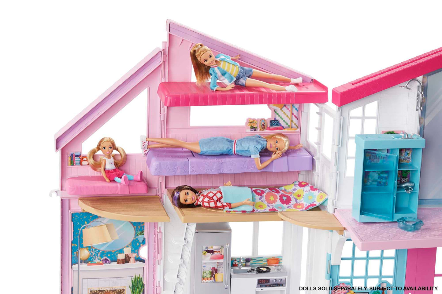 Barbie Malibu House 2-Story, 6-Room Dollhouse with Transformation Features, Plus 25+ Pieces Including Furniture, Patio Fence and Accessories