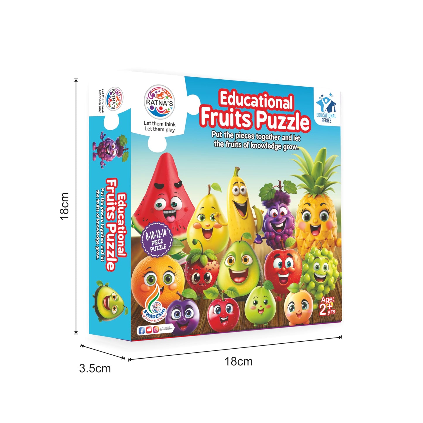 Ratna's Educational Fruit Jigsaw Puzzle for Kids to Enhance Their Knowledge About Fruit and Teach Your Kids About Fruits