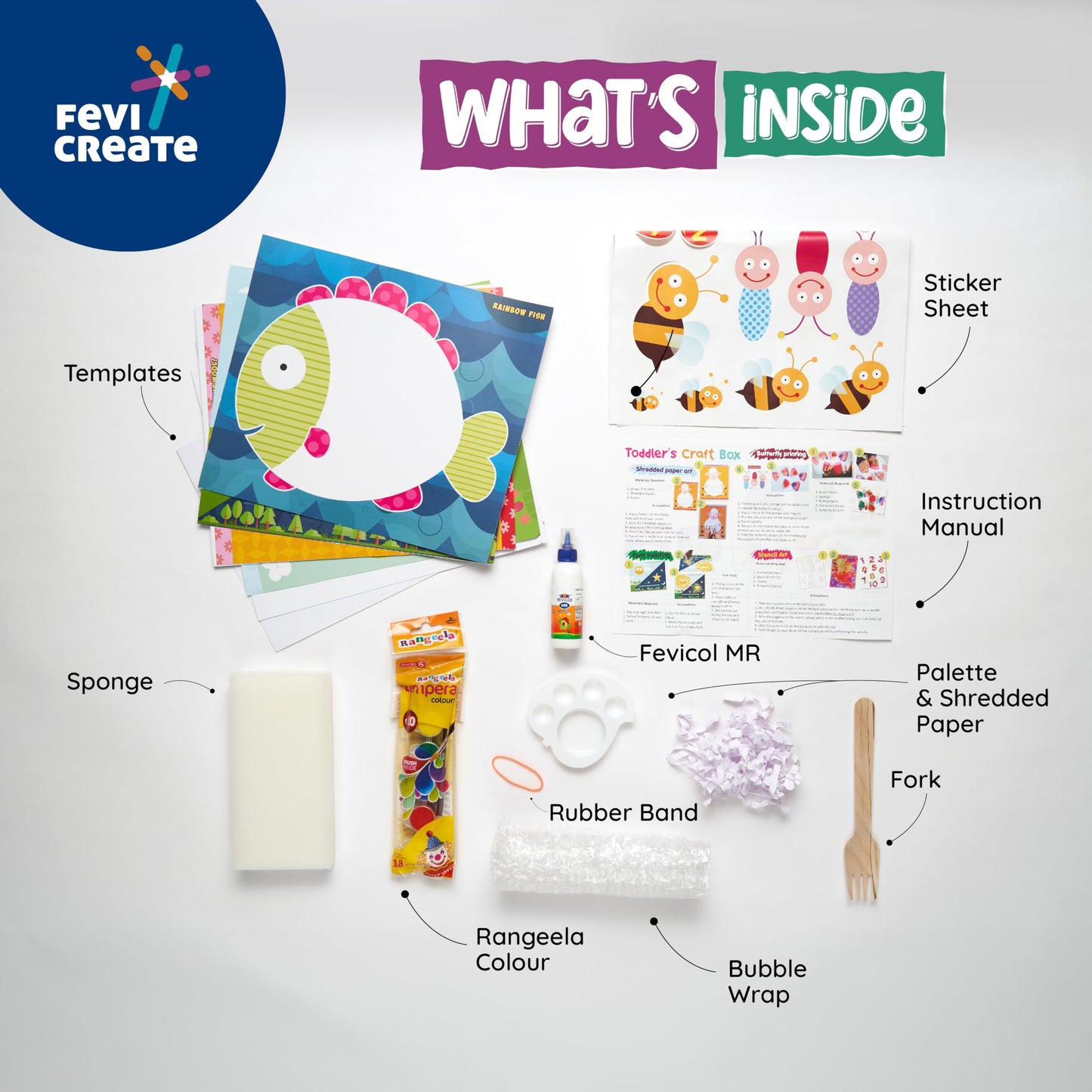 Pidilite Fevicreate DIY Art and Craft Box for Toddlers and preschoolers with 7 Unique Activities Craft Materials provided Kids Need Minimal Help Birthday Gift for 2+ Years