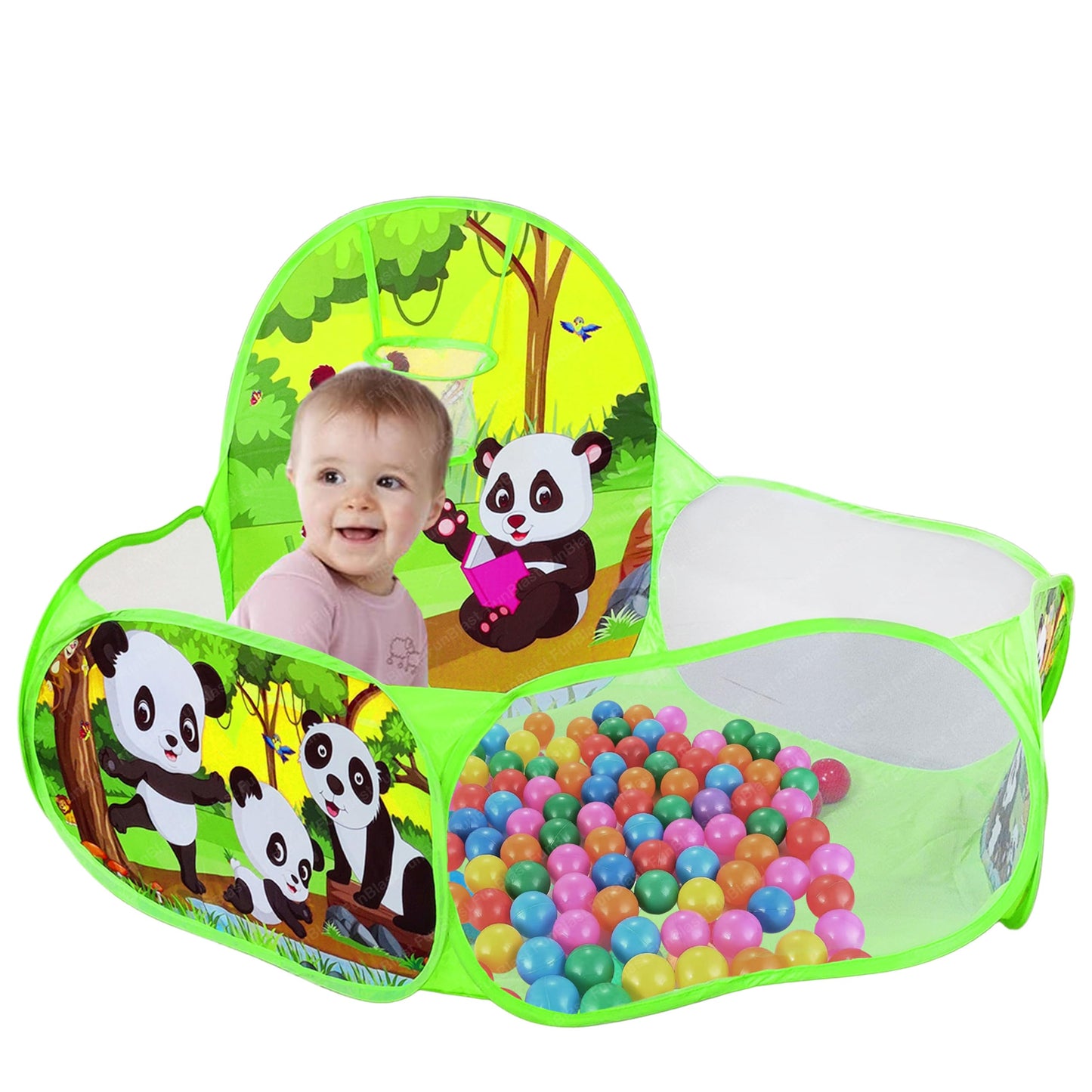 Large Size Ball Pool for Kids, Foldable Square Zoo Ball Pool Play Tent Kids Playground Tent House with 50 Balls – Ball Pool Game for 2-5 Years Old Kids, Boys, Girls (Panda Ball Pool)