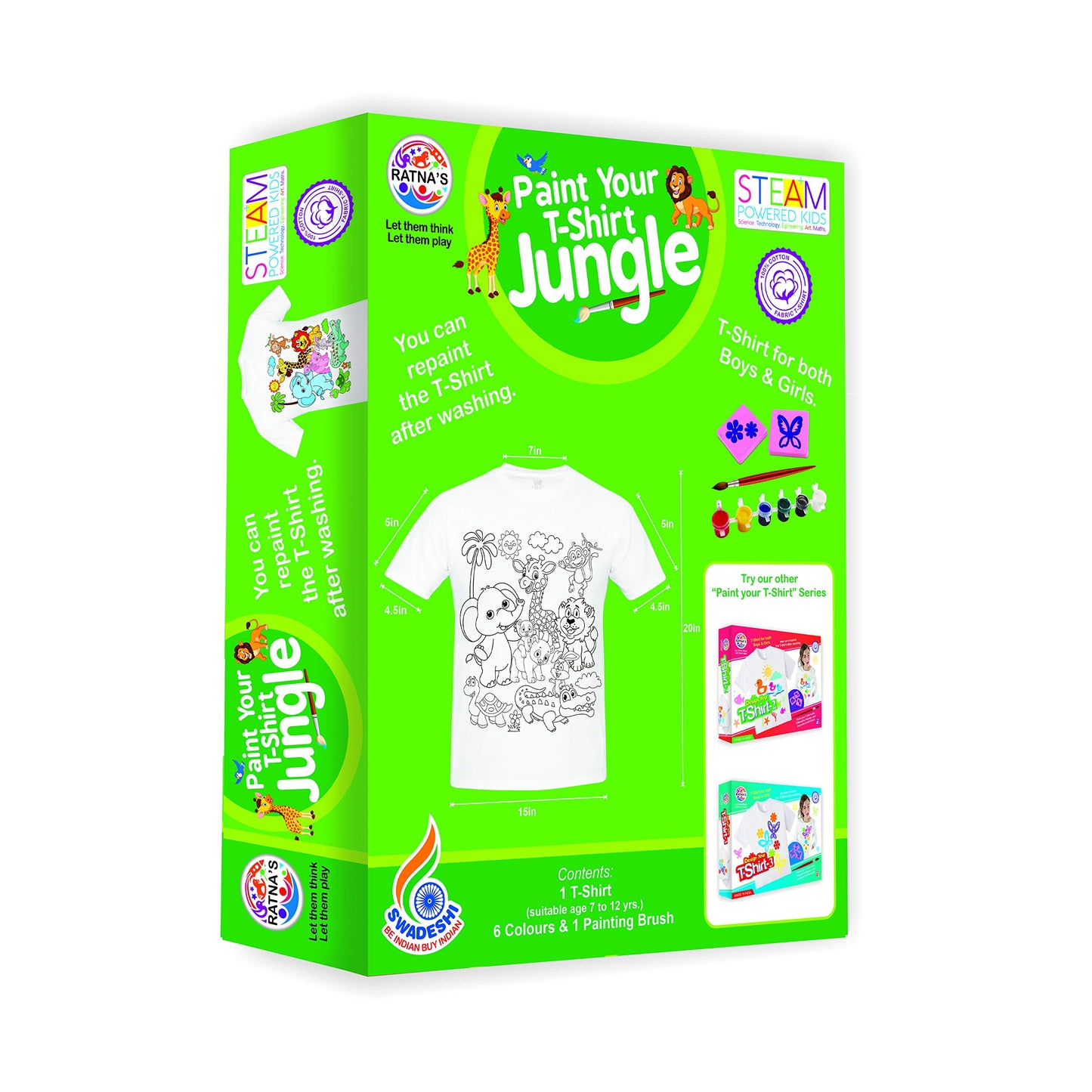 Ratna's Paint Your T-Shirt A Perfect Art and Craft kit for Kids (Jungle)