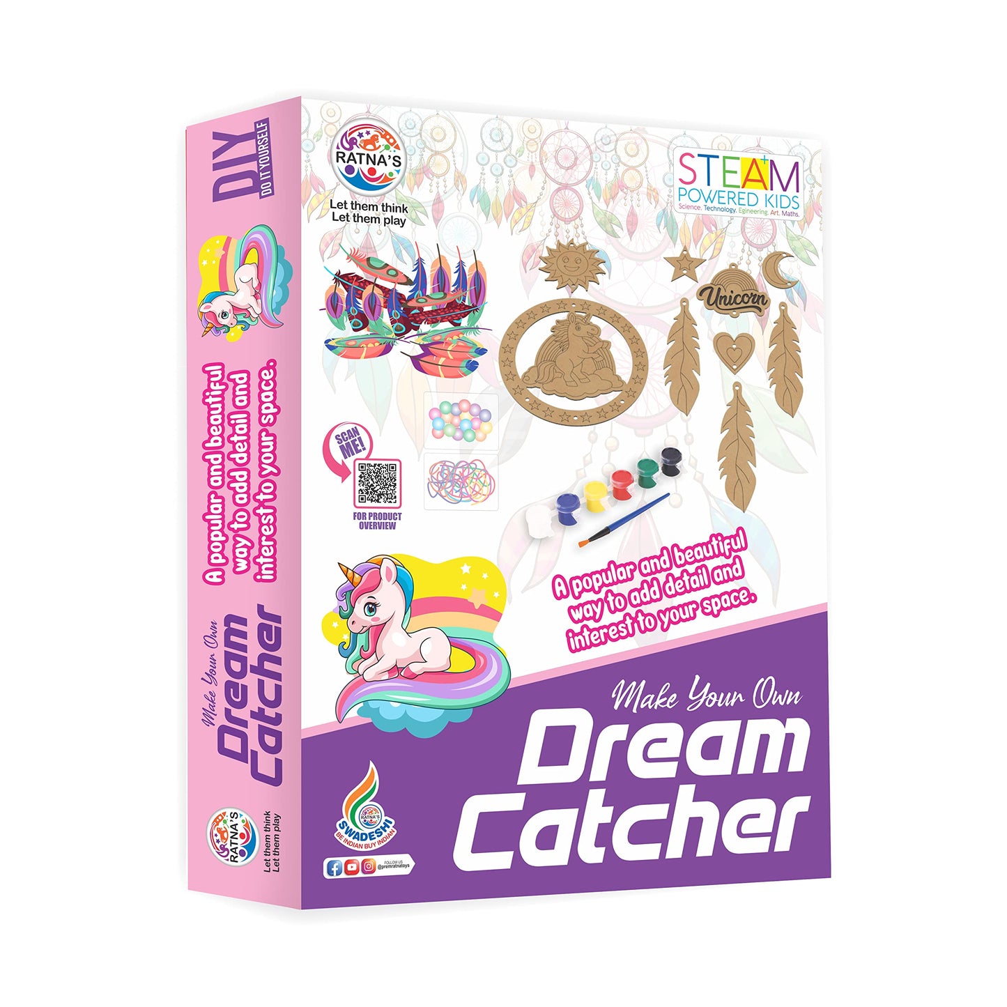 Ratna's Make Your Own Dream Catcher Unicorn Theme DIY Kit for Kids 5+