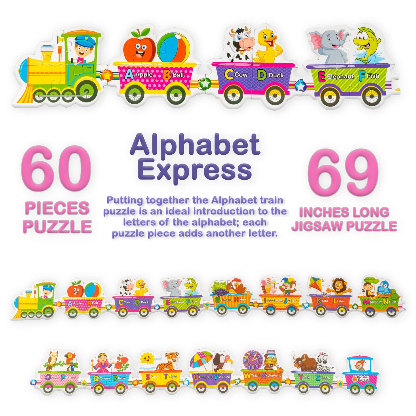 Ratna's Alphabet Express Educational Giant Floor Train Puzzle for Kids 2+ Years