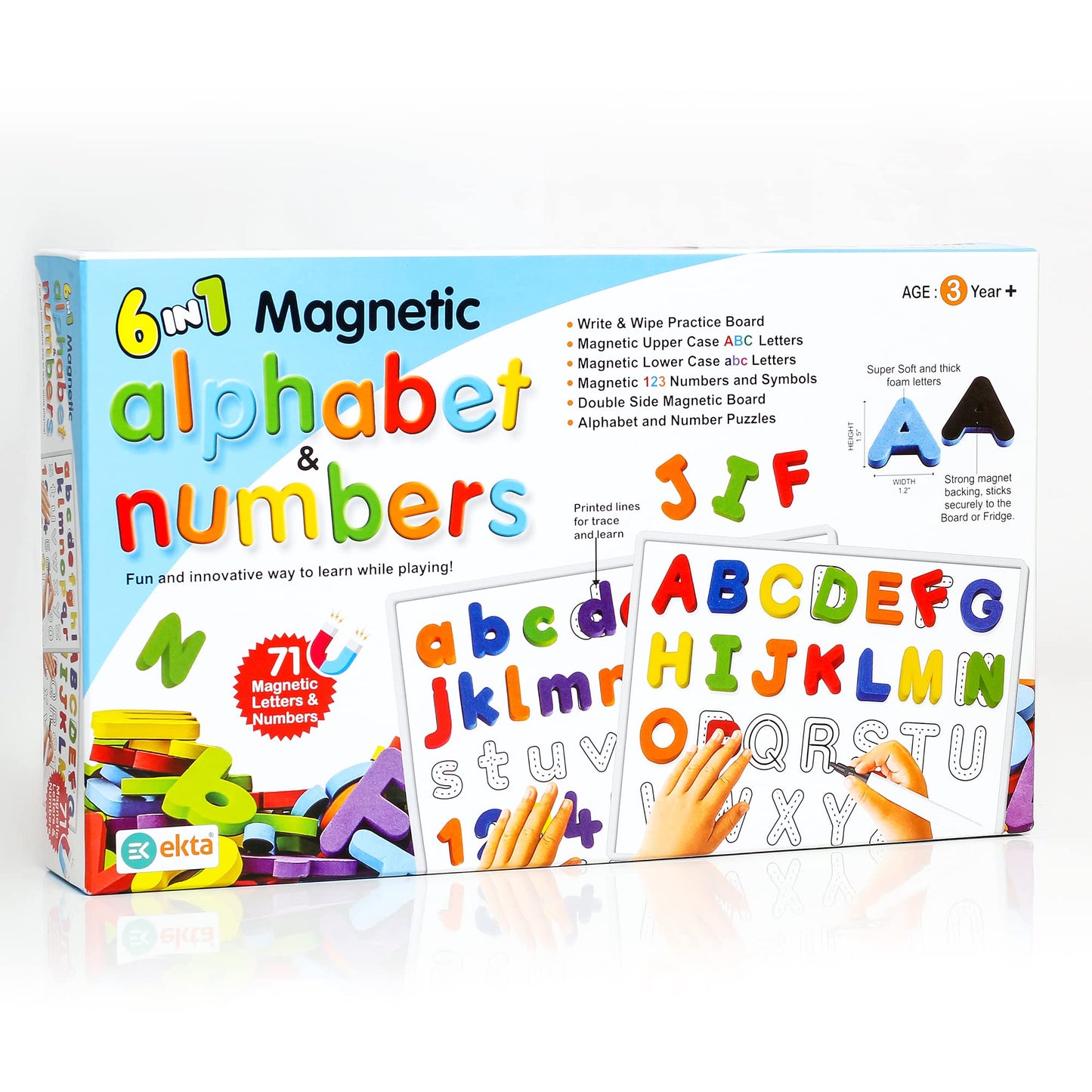 Ekta 6 in 1 Magnetic Alphabet & Numbers Game, Learning & Educational Magnetic Board Game