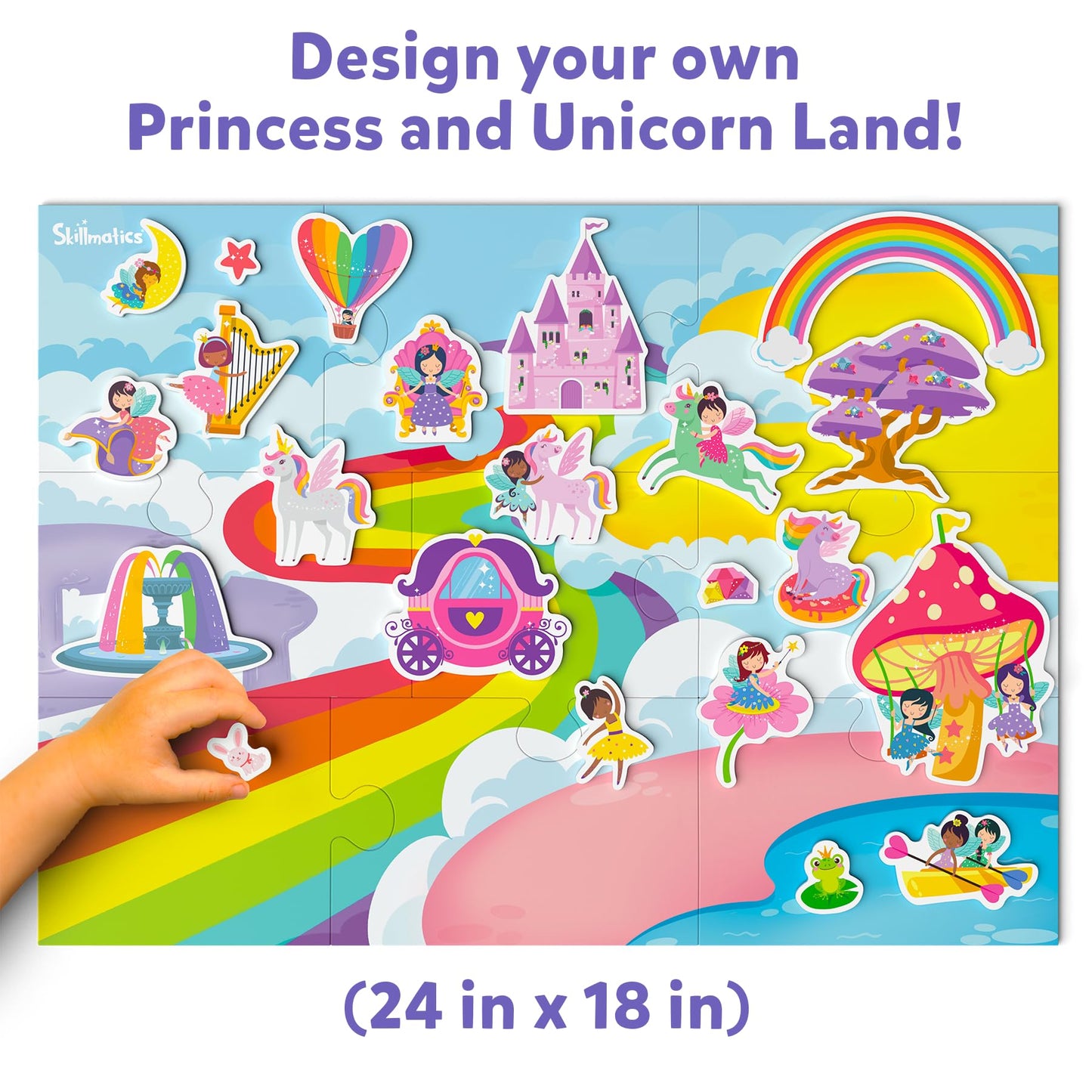 Skillmatics Magnetopia - Design Your Princess & Unicorn Land, Interactive Pretend Play Set with 40+ Magnetic Pieces, Gifts