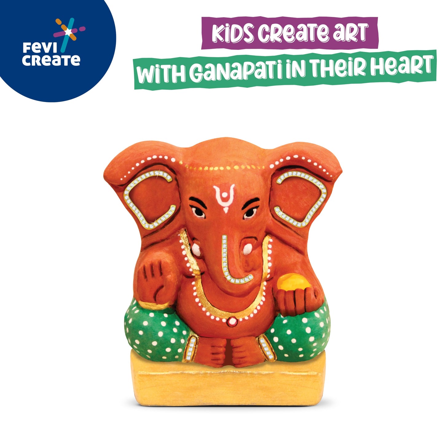Pidilite Fevicreate Eco-friendly Ganesha Painting art and craft kit, Paint Ganpati idol made by local artisans Craft materials provided Make pandal from the box Immerse Ganesha at home Gift for girls and boys 8+ year