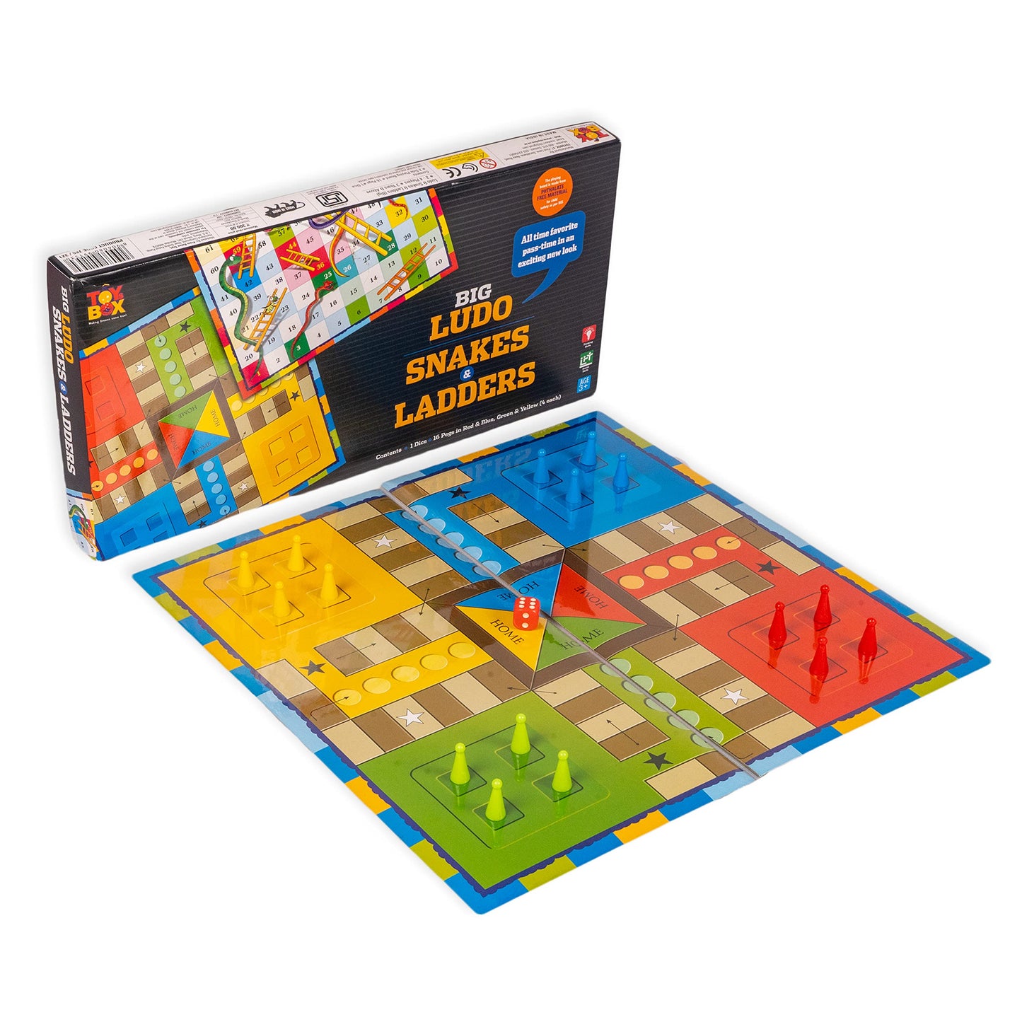 Toysbox Ludo and Snakes & Ladders Big Black Box Classic Board Game to Play with Kids and Adults