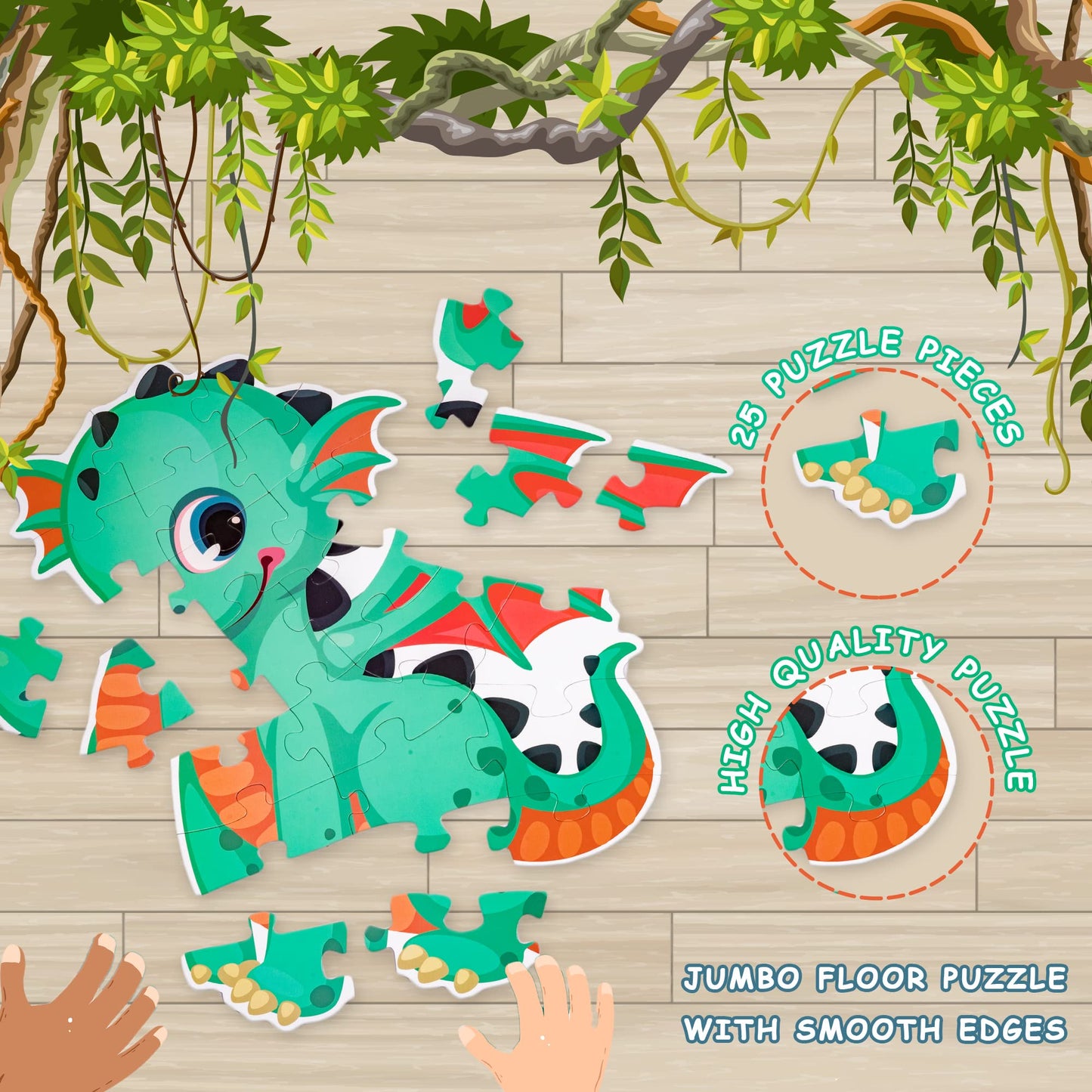 Ratna's My First Big Puzzle Dinosaur 25 Pieces Jigsaw Puzzle for Kids | A Perfect Jumbo Jigsaw Floor Puzzle for Little Hands
