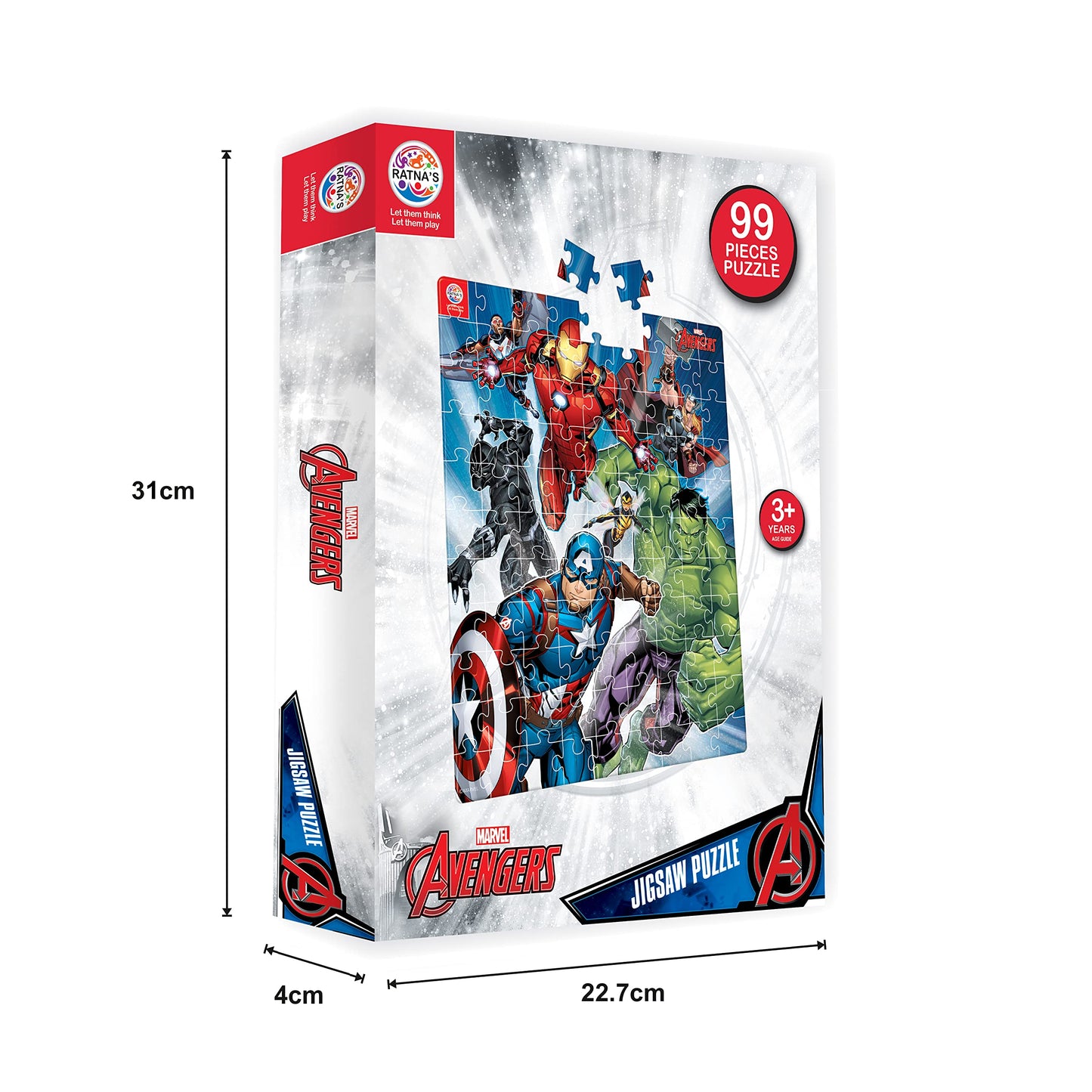 Ratna's 99 Pieces Disney & Marvel Series Jigsaw Puzzle for Kids. Puzzle Size 44.5cm X 37cm (Avengers)