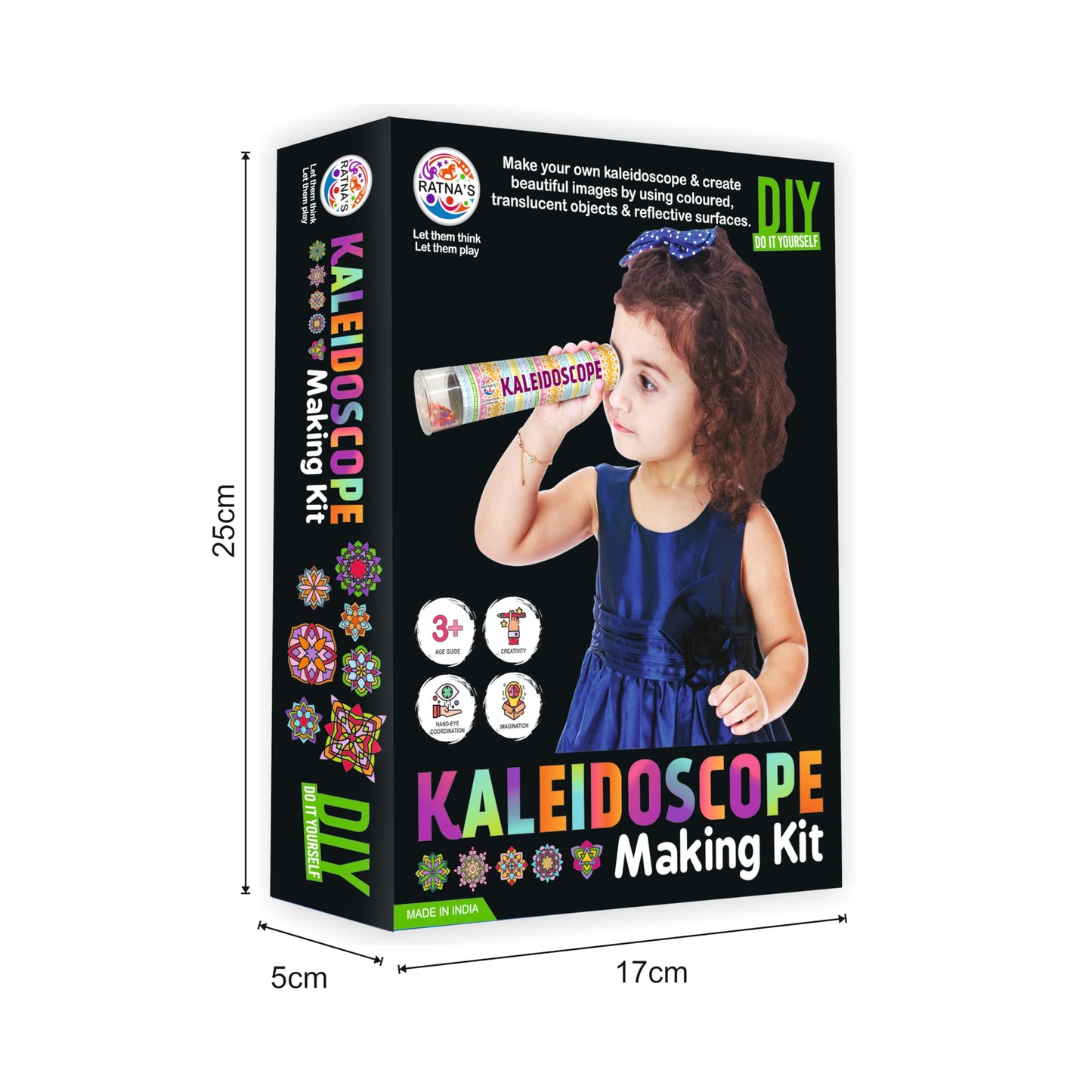 Ratna's Kaleidoscope Making DIY Kit to Create Beautiful Patterns, Magical Educational Fun Birthday Gifts Toys for Kids 3+ Years