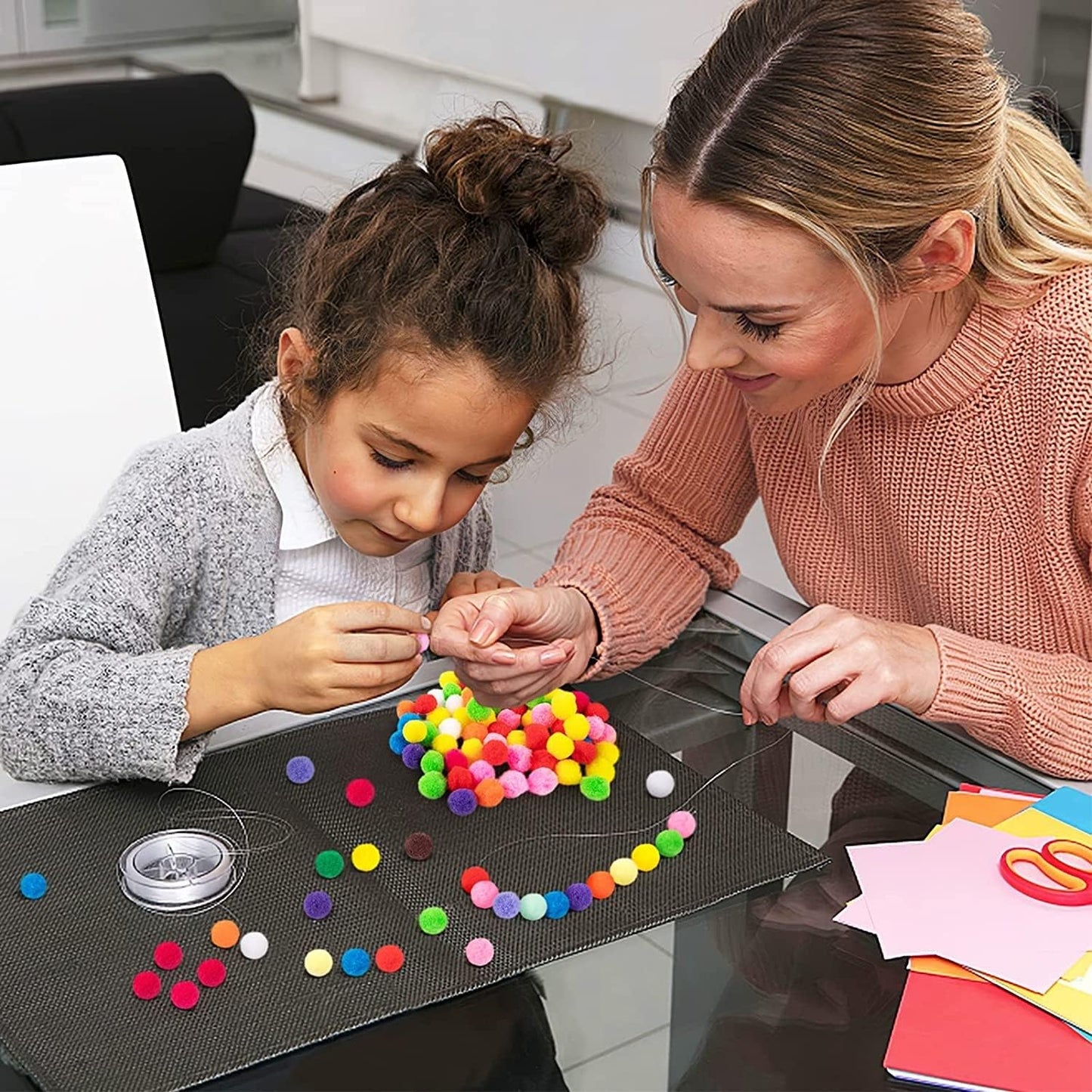 Craft Pom Pom Ball 1 Cm Assorted Colorful - 1000 Pc's