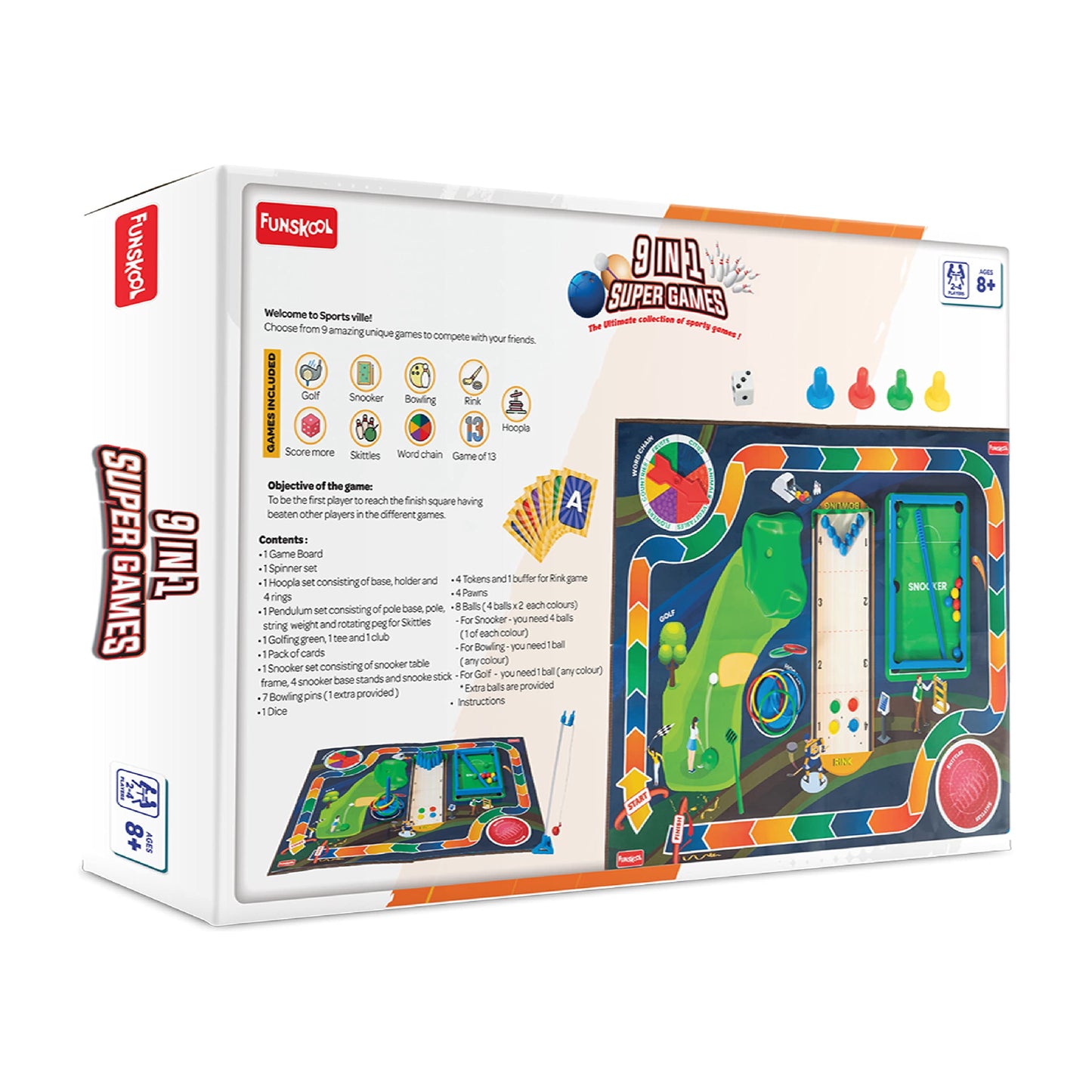 Funskool Kid Games Super 9 in 1 Compact Game,Strategy Game Ages 8 and Above