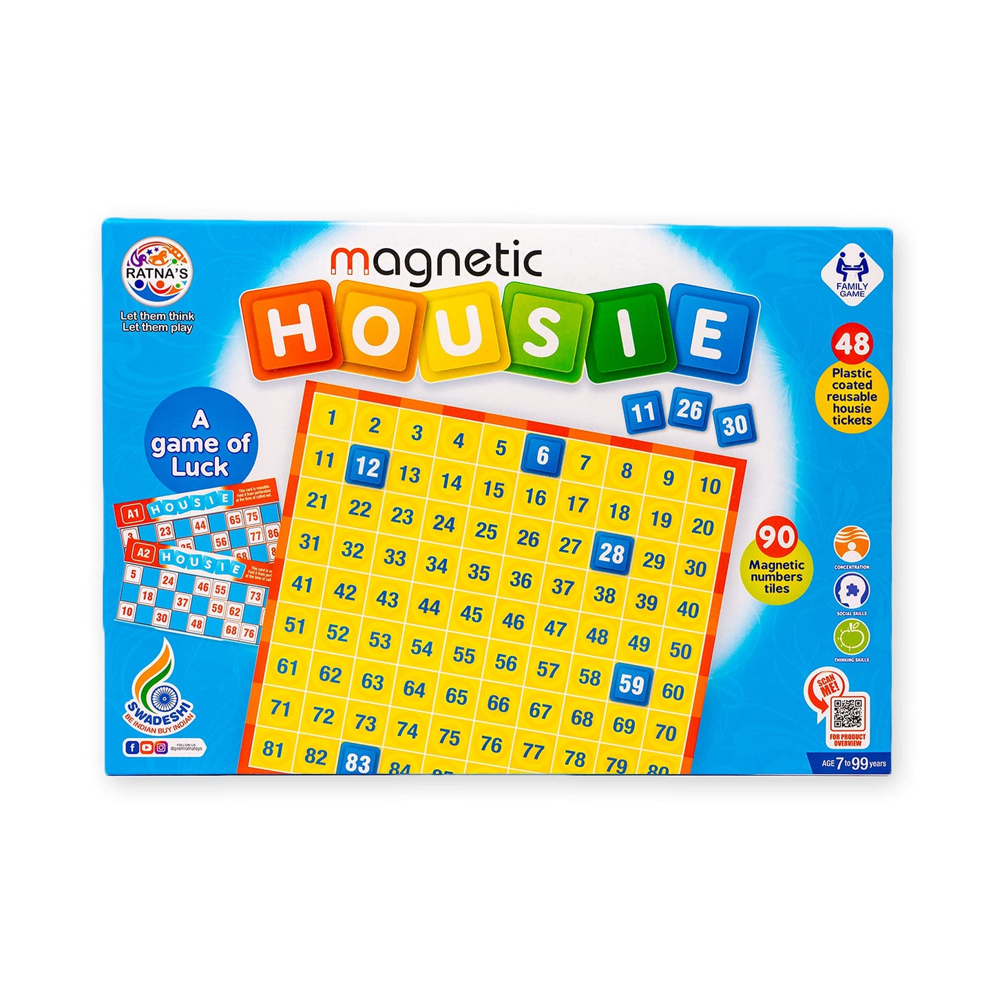 Ratna's Magnetic Housie Game with 48 Reusable Cards