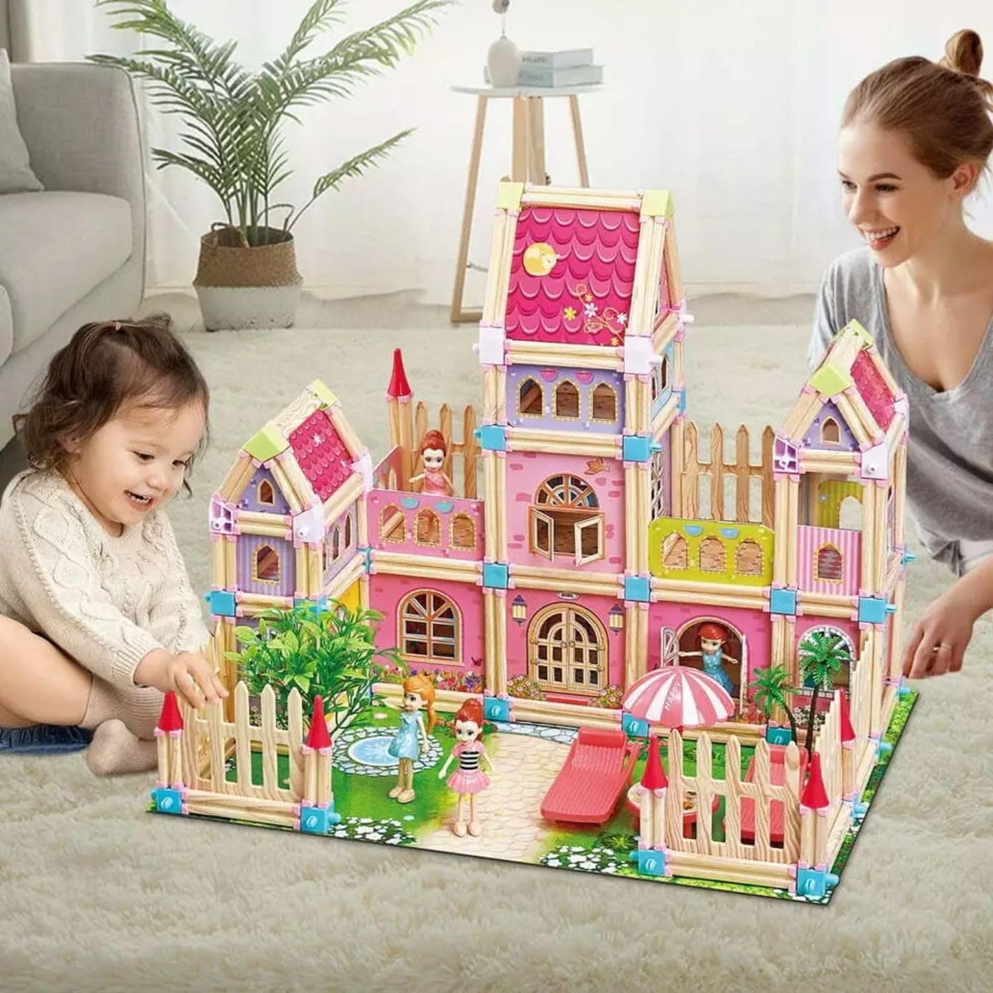 Dream House Playset for Girls, DIY Pretend Doll Mansion with Accessories - 234 Pcs Dream House Building Blocks Kit, Dream Castle for 3+ Year Old Girls, Kids, Childrens (Multicolor)