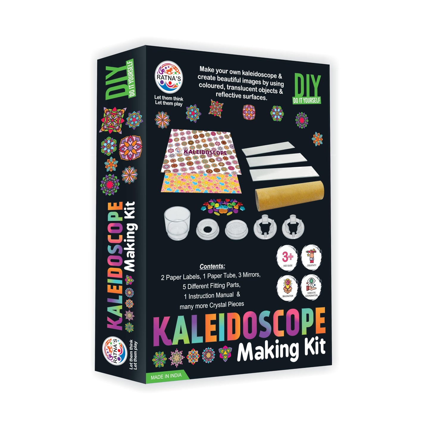 Ratna's Kaleidoscope Making DIY Kit to Create Beautiful Patterns, Magical Educational Fun Birthday Gifts Toys for Kids 3+ Years