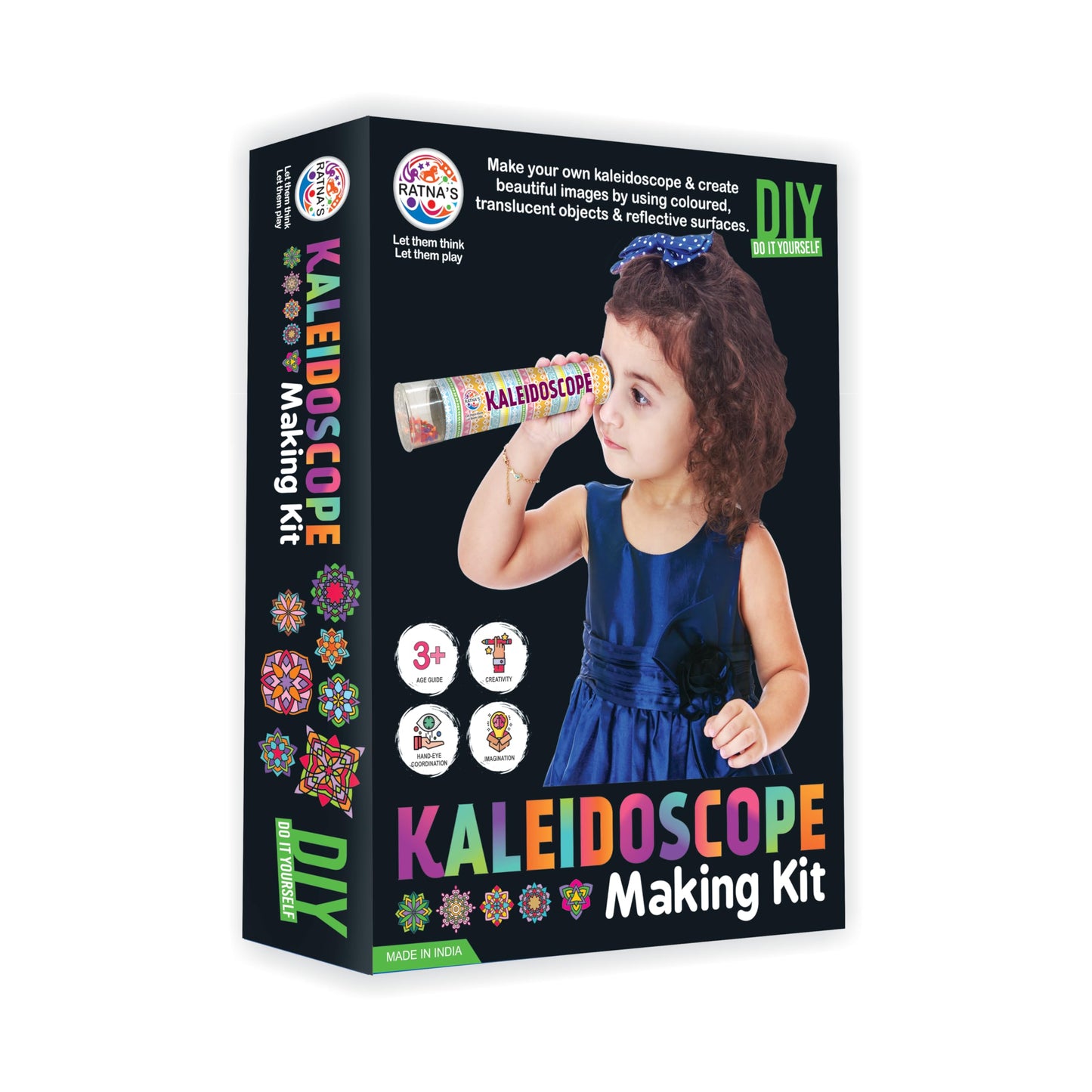 Ratna's Kaleidoscope Making DIY Kit to Create Beautiful Patterns, Magical Educational Fun Birthday Gifts Toys for Kids 3+ Years