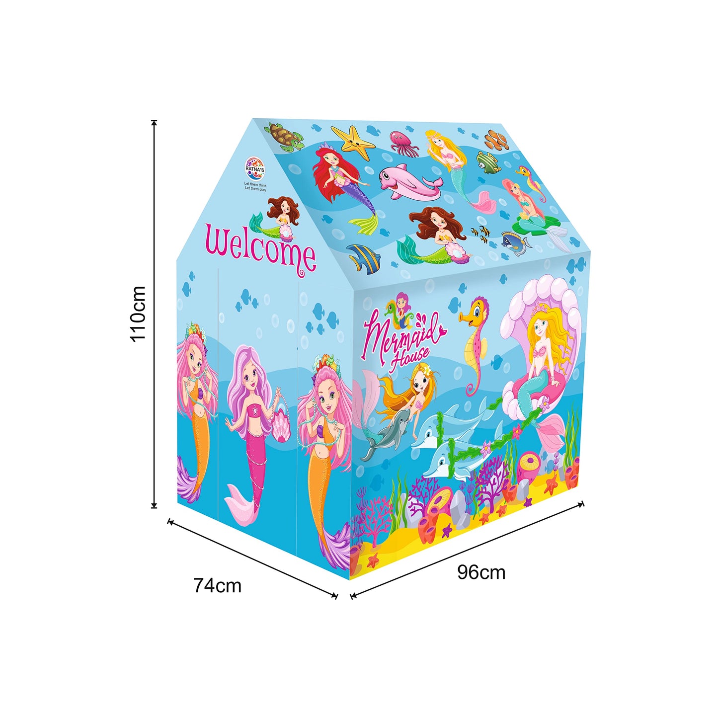 Ratna's Play Tent House Jumbo Size, Light Weight for Kids 3-10 Years Girls and Boys (Mermaid)