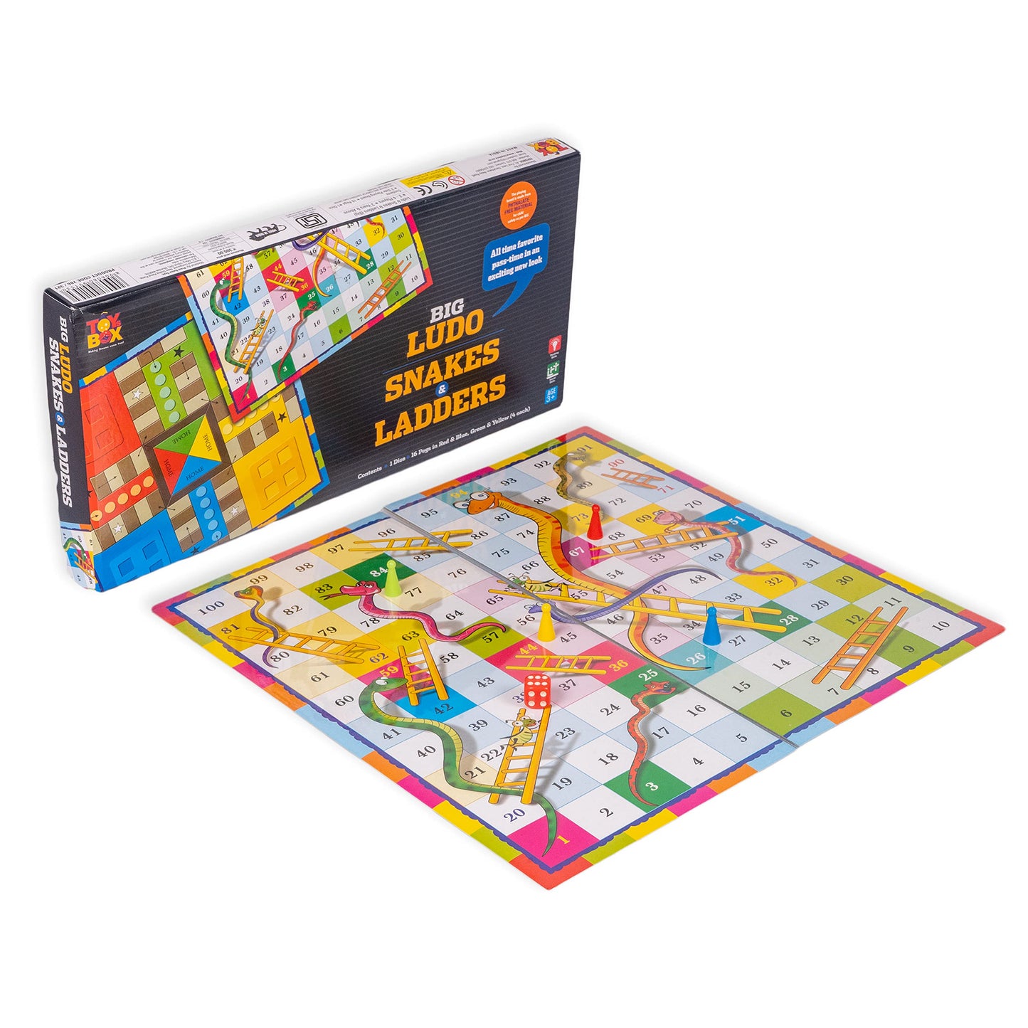 Toysbox Ludo and Snakes & Ladders Big Black Box Classic Board Game to Play with Kids and Adults