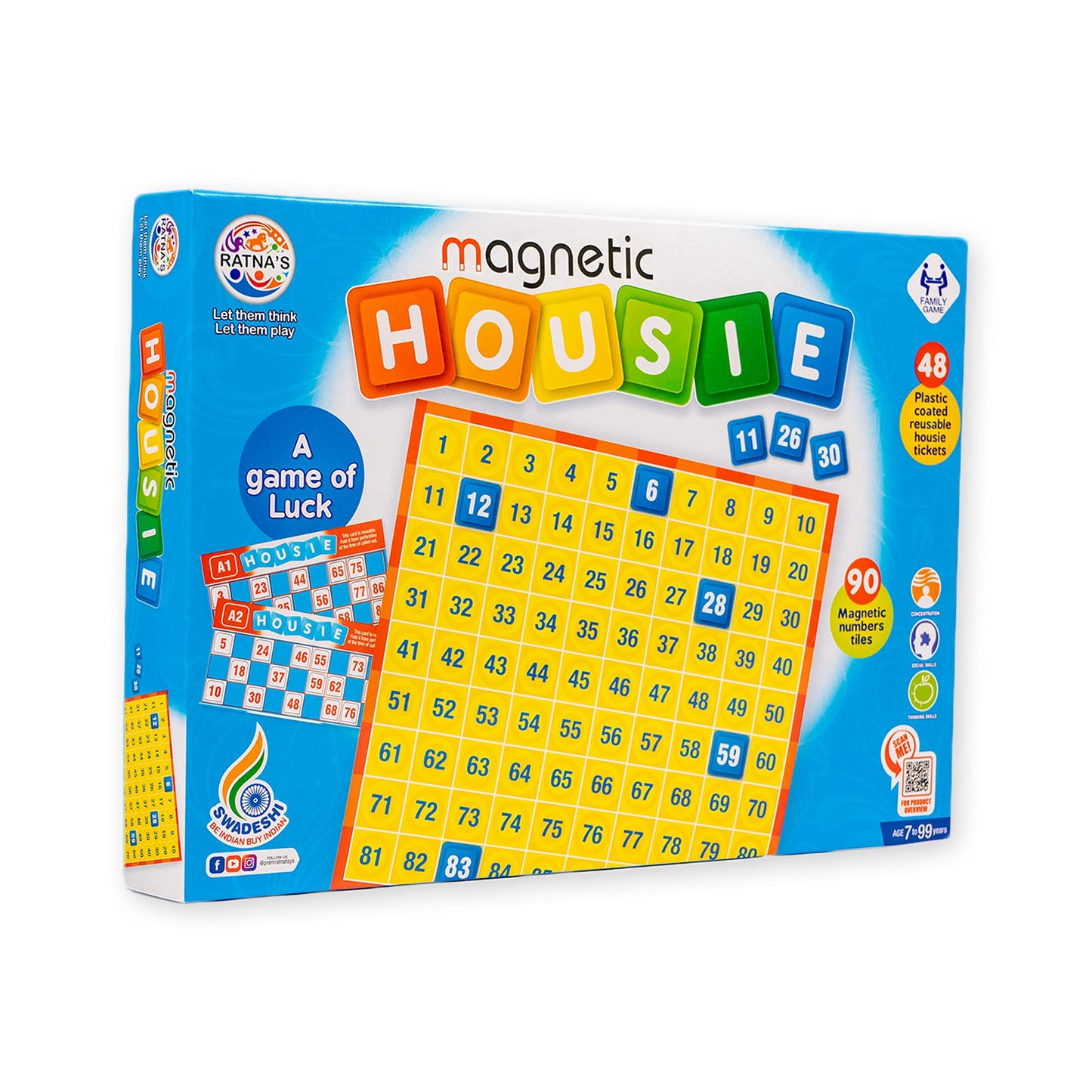 Ratna's Magnetic Housie Game with 48 Reusable Cards