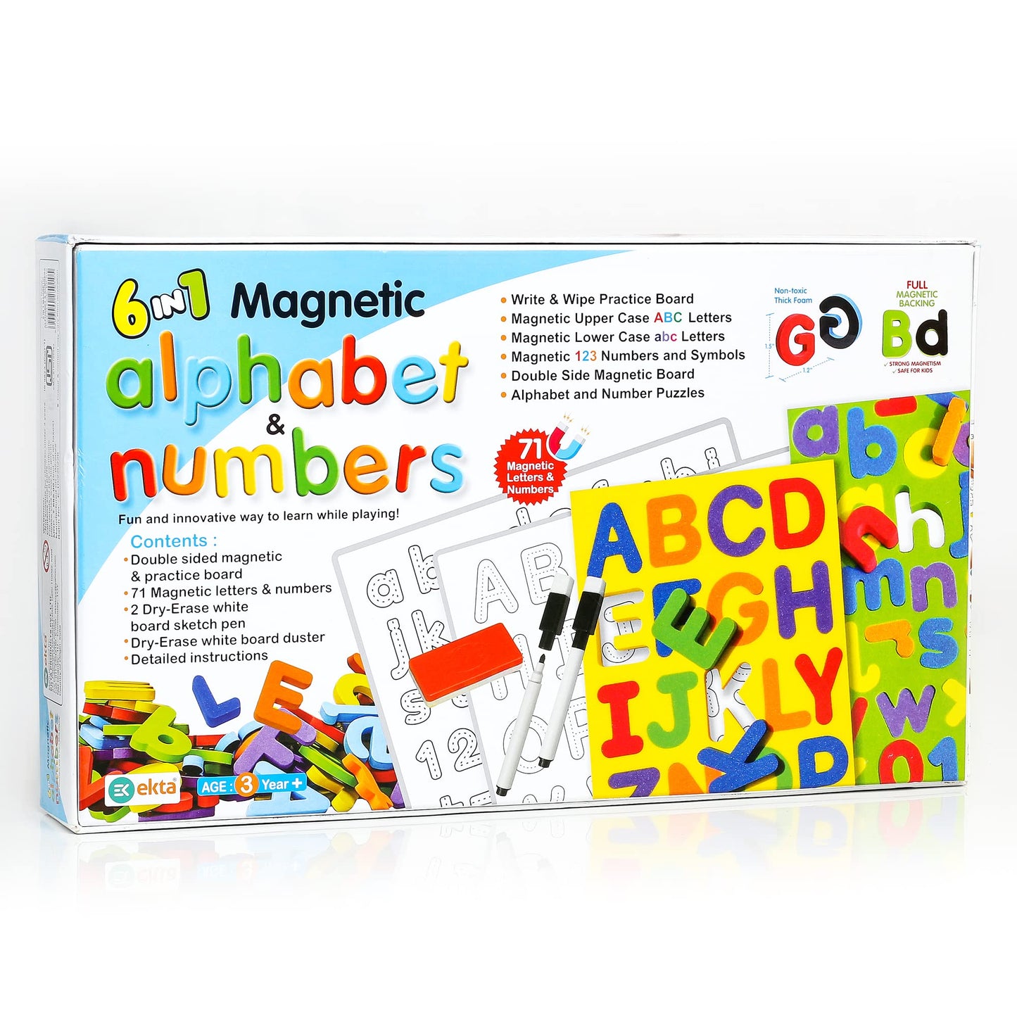 Ekta 6 in 1 Magnetic Alphabet & Numbers Game, Learning & Educational Magnetic Board Game