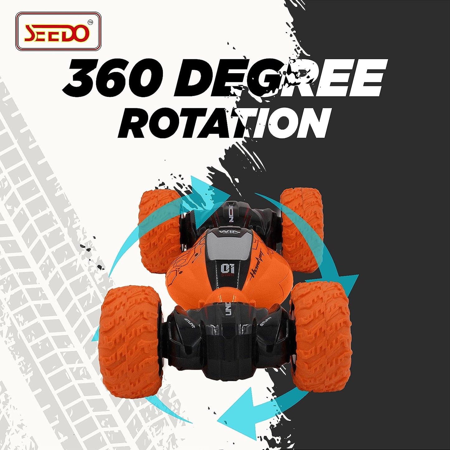 SEEDO Remote Control Rechargeable Twisting Stunt Car 1:16 Scale 360 Degree Double Sided Rotation 2.4 GHz All Terrain RC Vehicle Toy with Multi Line Technology for Kids